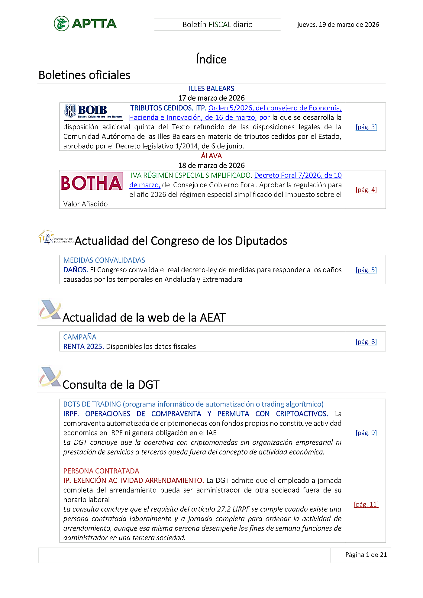Boletín fiscal 19/03/2026