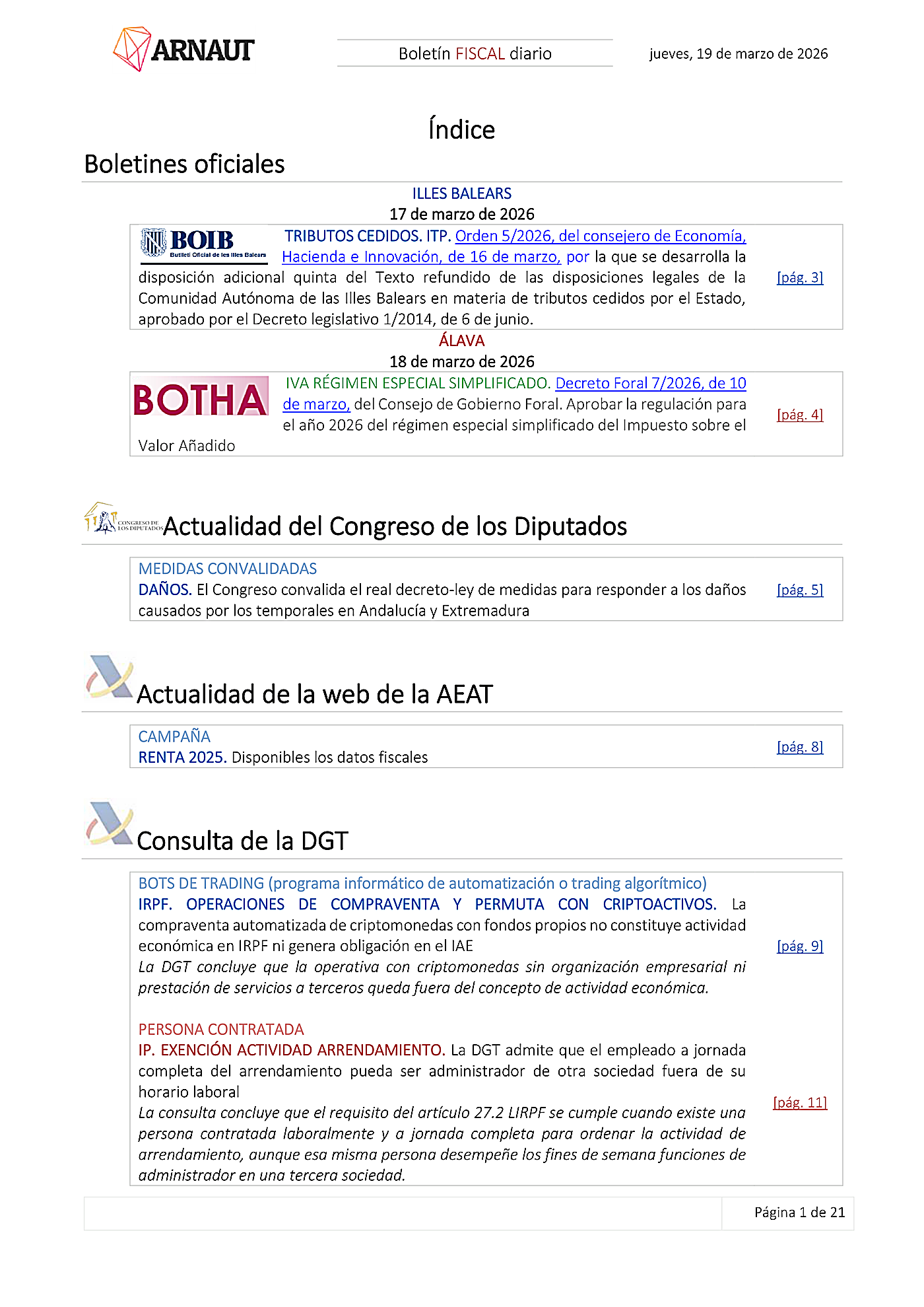 Boletín fiscal 19/03/2026