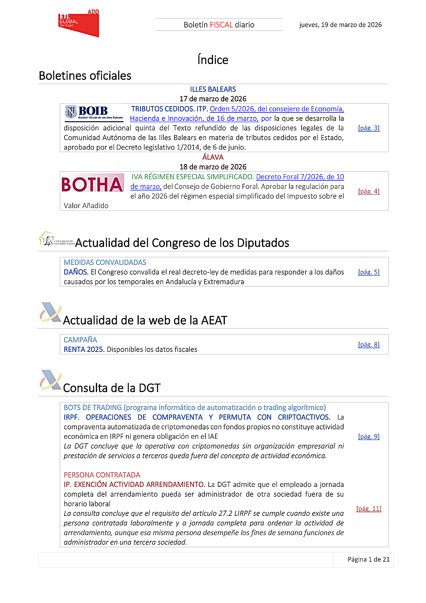Boletín fiscal 19/03/2026