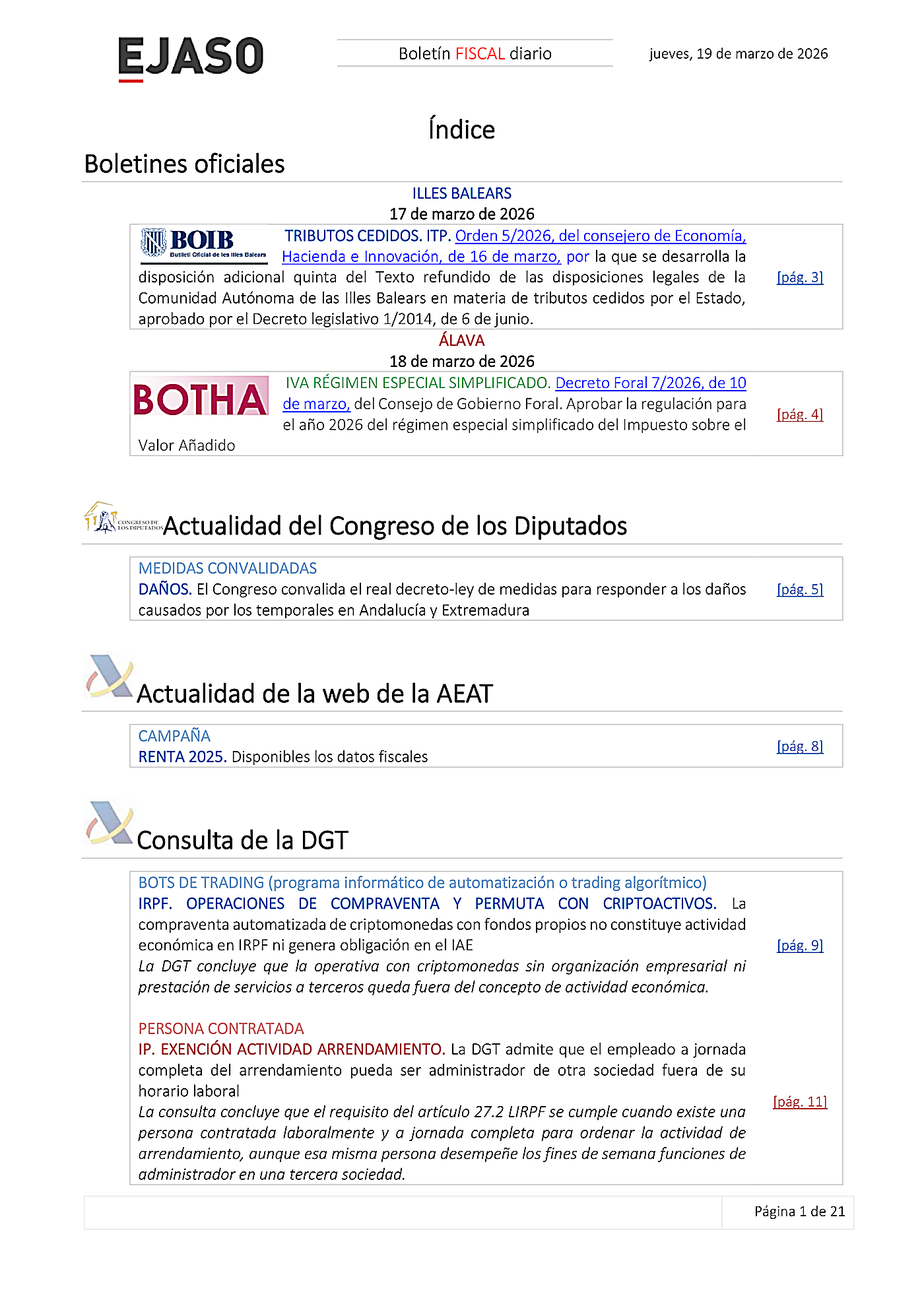 Boletín fiscal 19/03/2026