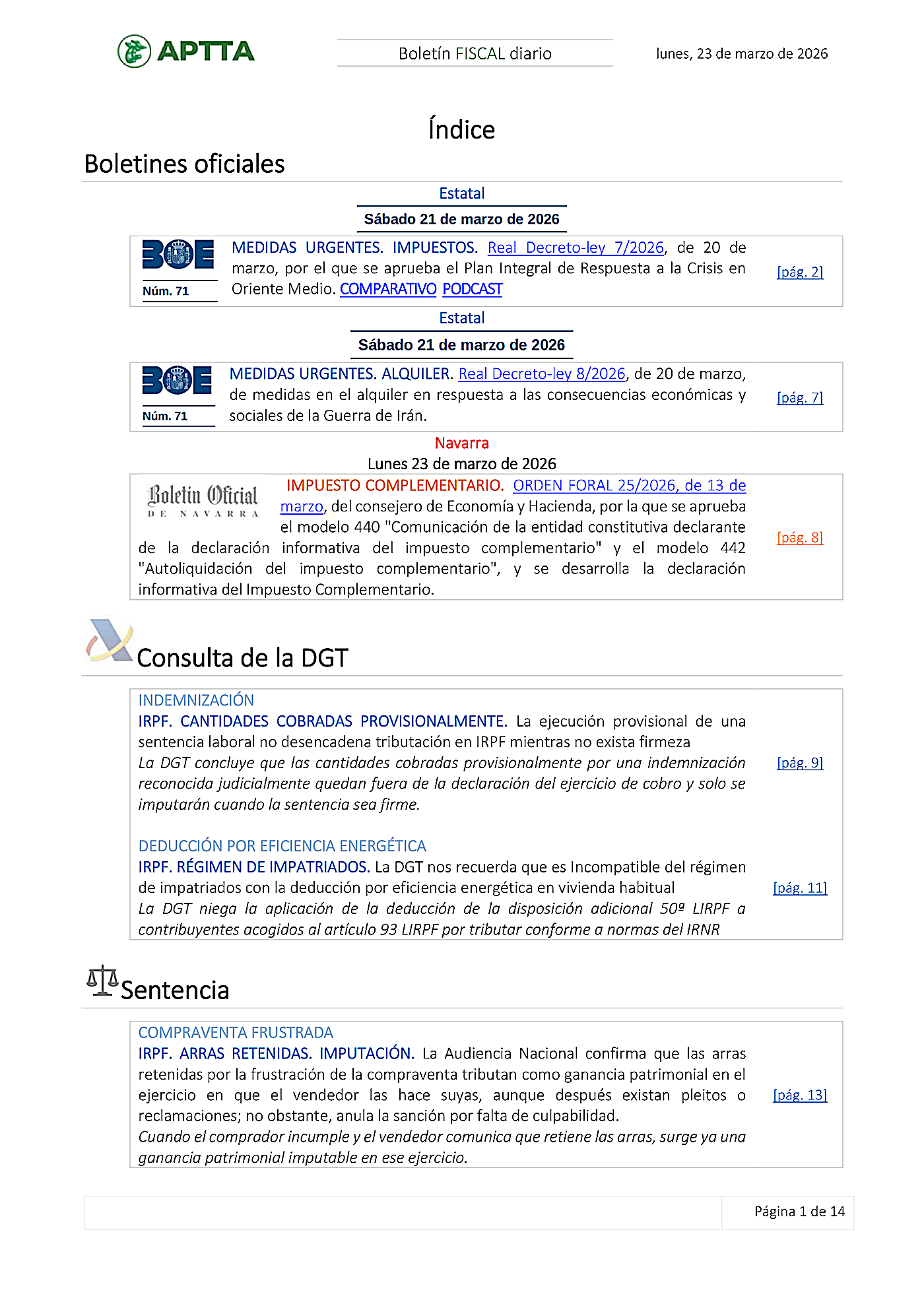 Boletín fiscal 23/03/2026