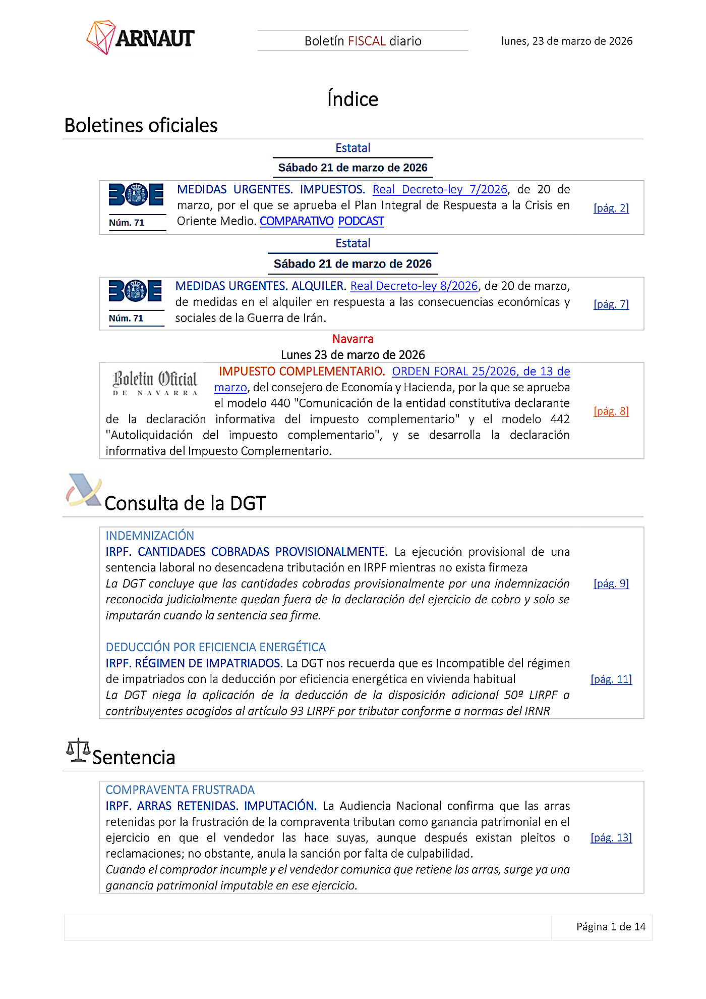 Boletín fiscal 23/03/2026