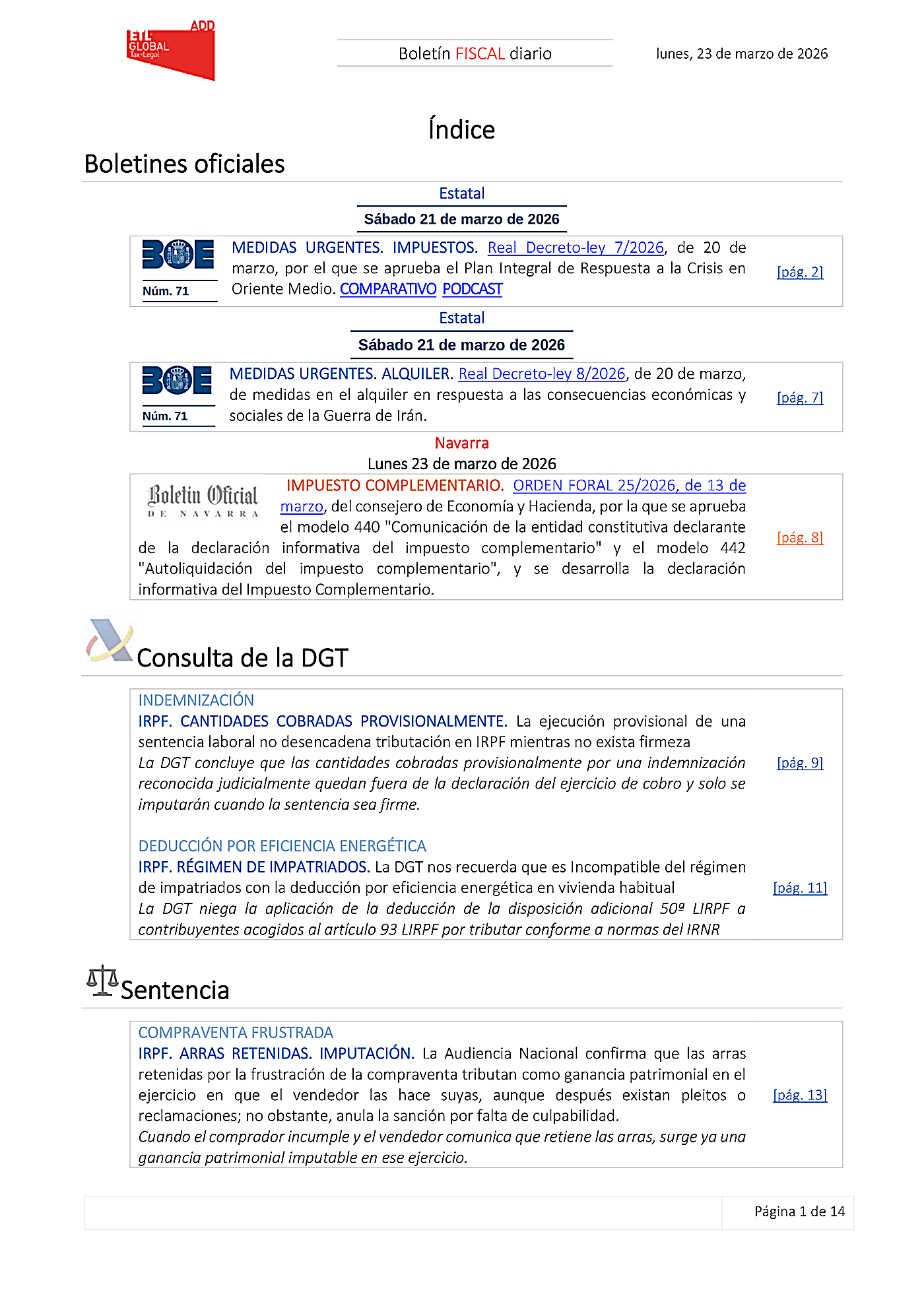 Boletín fiscal 23/03/2026