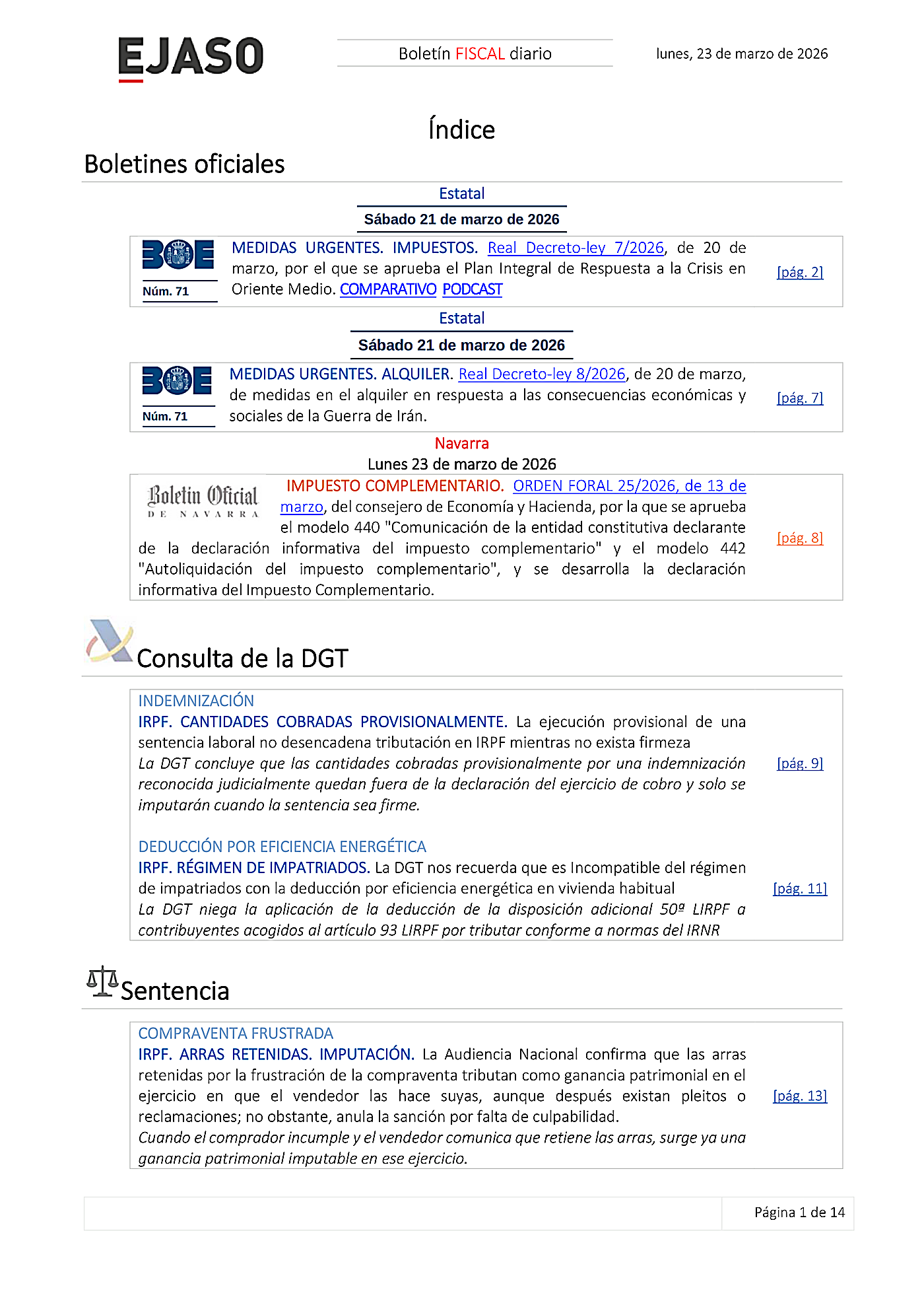 Boletín fiscal 23/03/2026