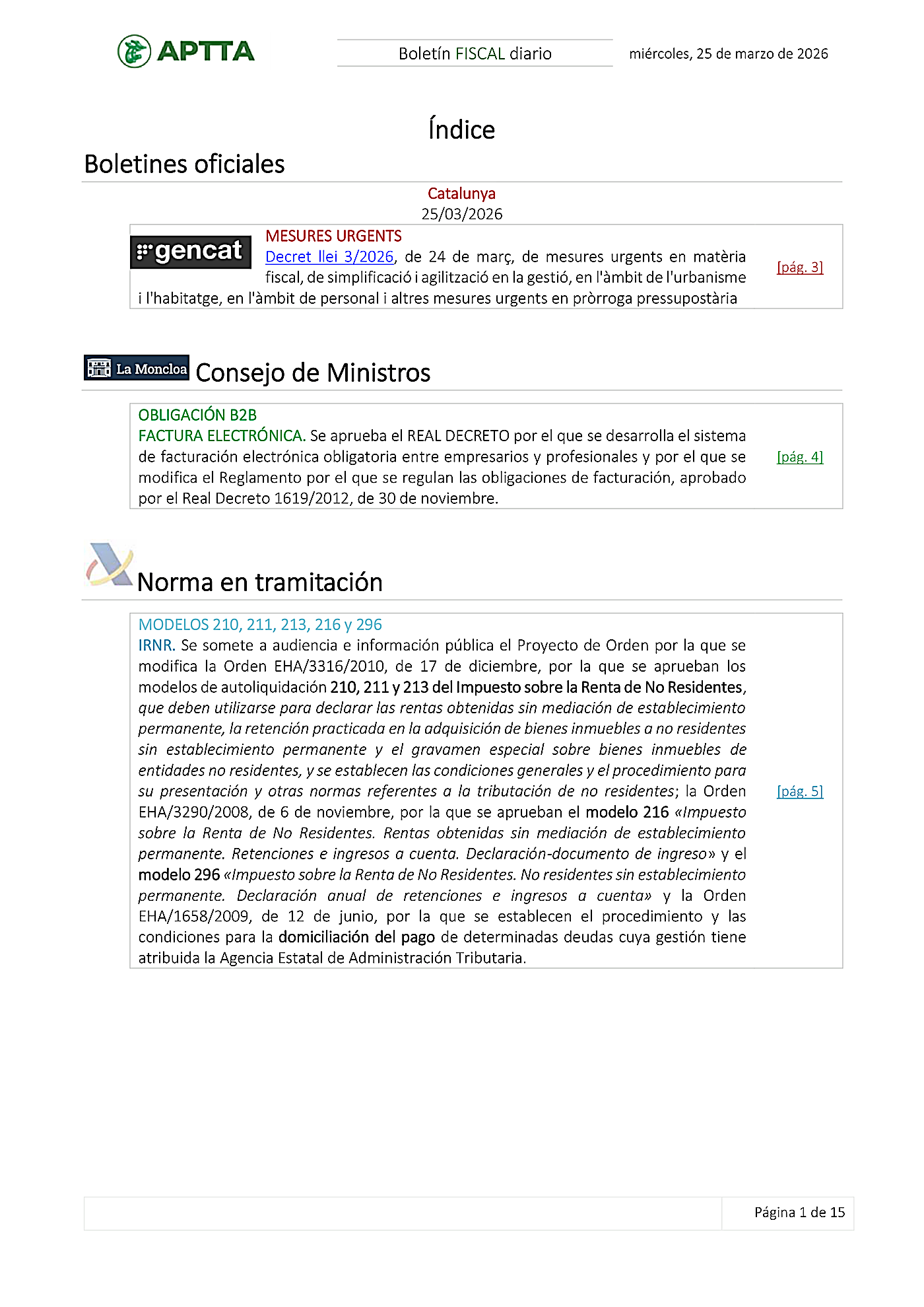 Boletín fiscal 25/03/2026