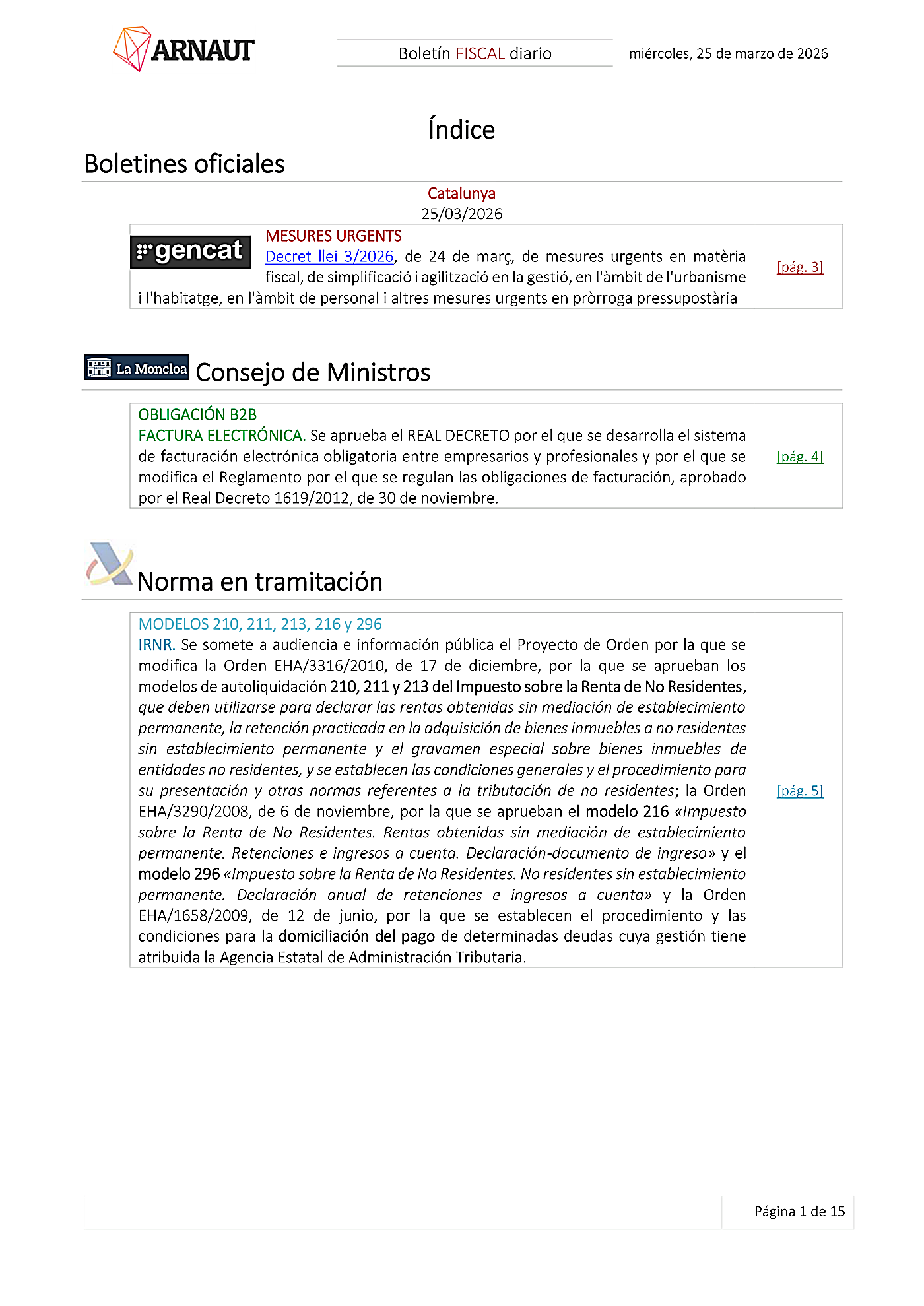 Boletín fiscal 25/03/2026