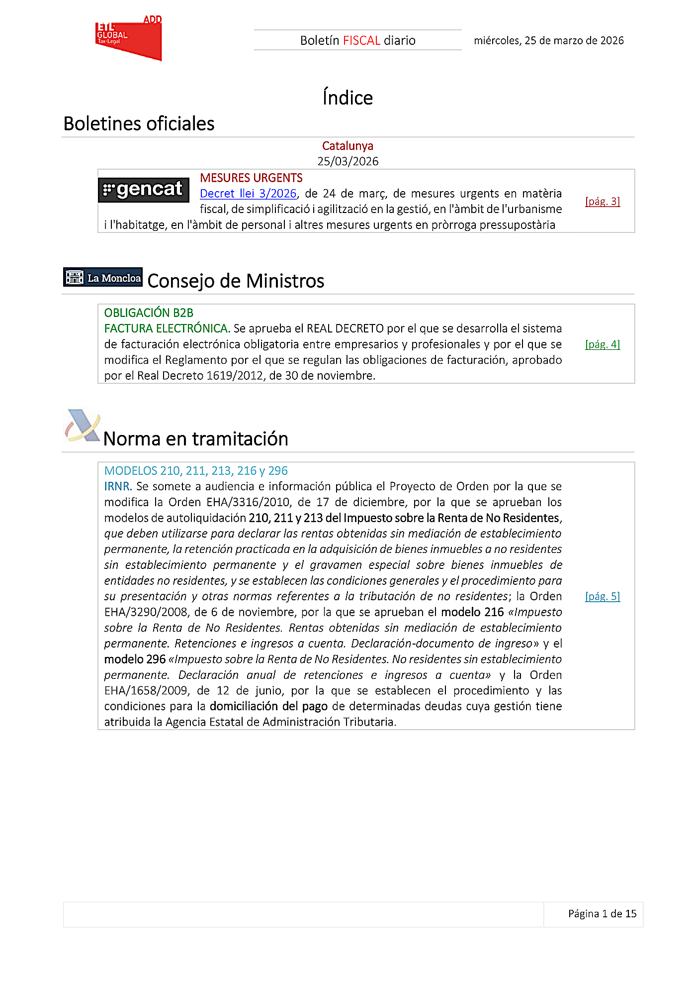 Boletín fiscal 25/03/2026