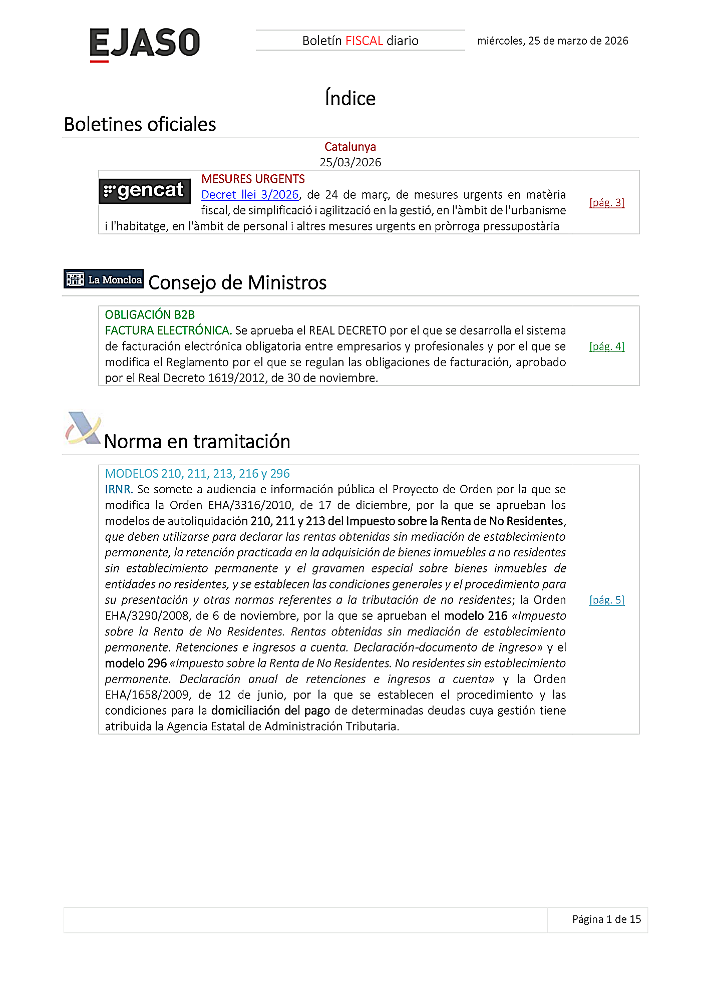 Boletín fiscal 25/03/2026