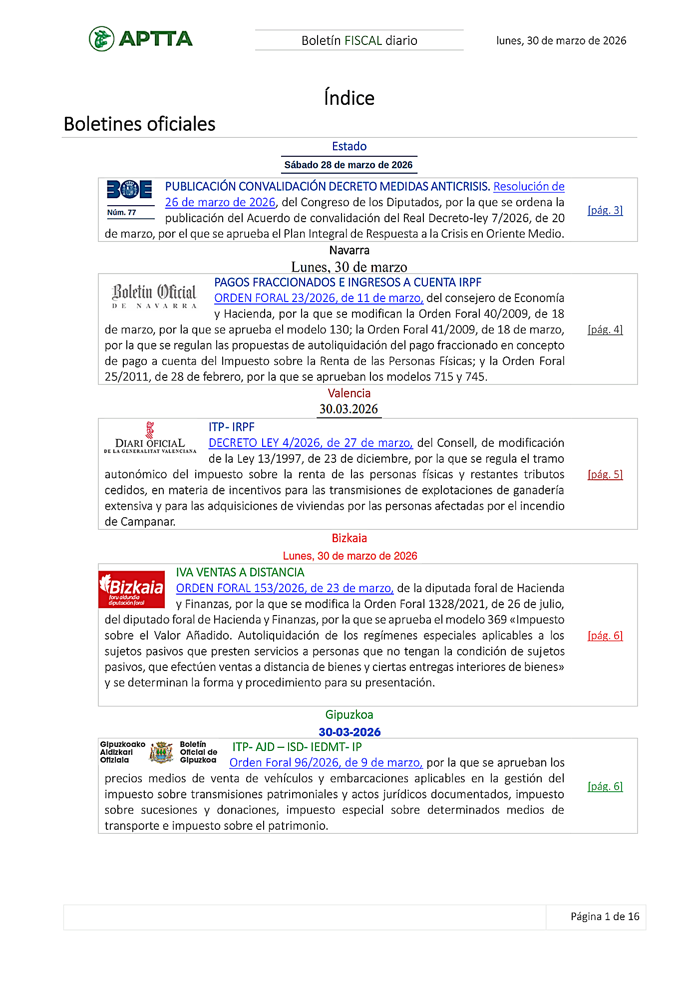 Boletín fiscal 30/03/2026