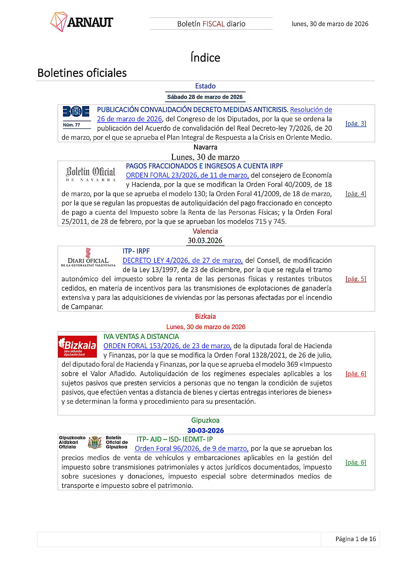 Boletín fiscal 30/03/2026