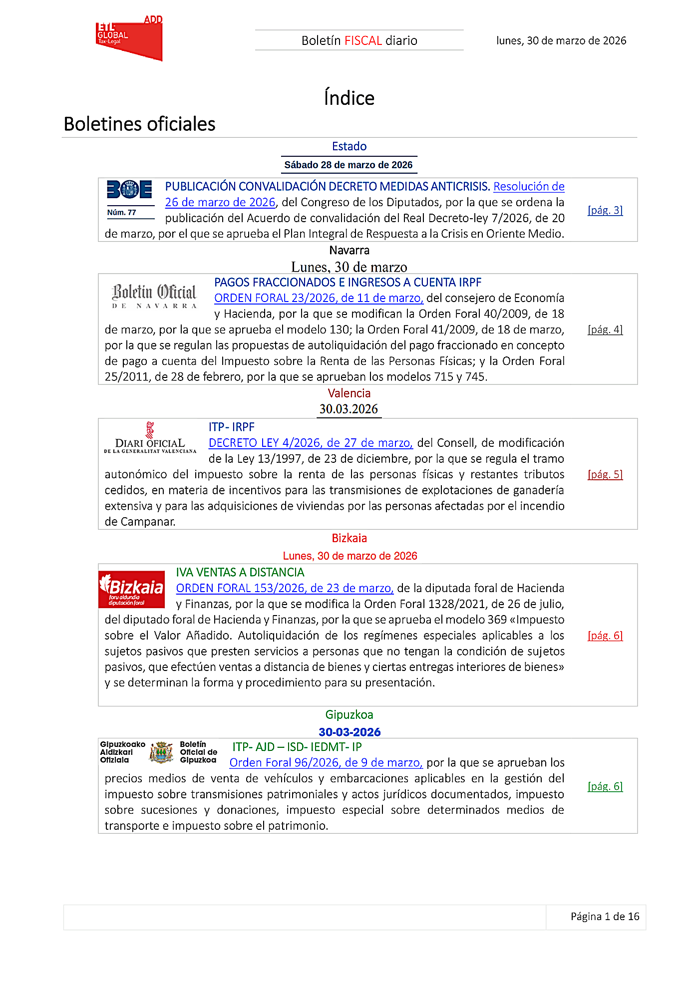 Boletín fiscal 30/03/2026