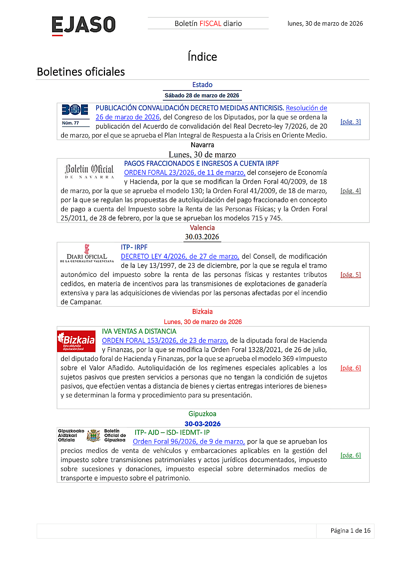 Boletín fiscal 30/03/2026