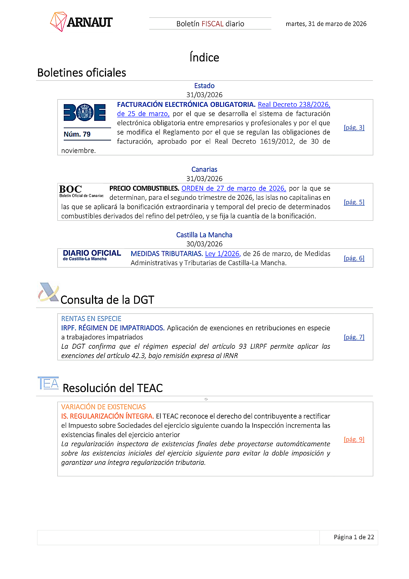Boletín fiscal 31/03/2026