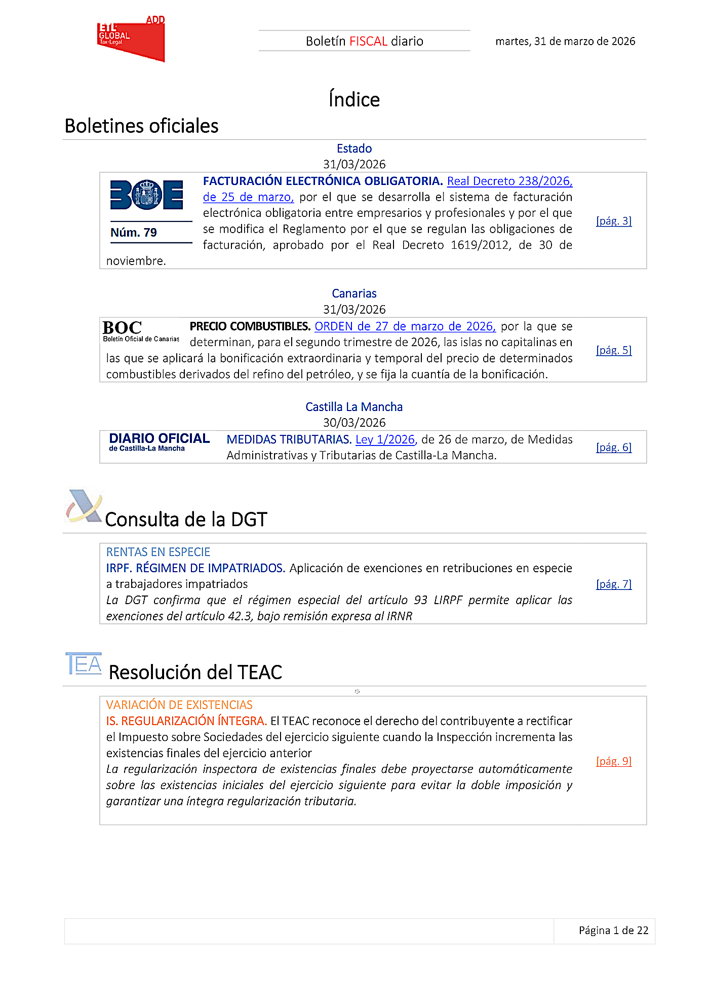 Boletín fiscal 31/03/2026