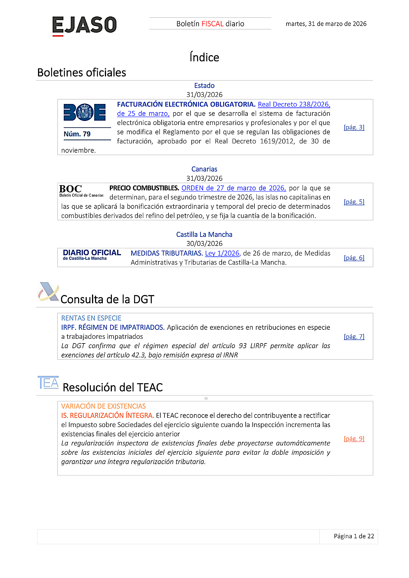 Boletín fiscal 31/03/2026