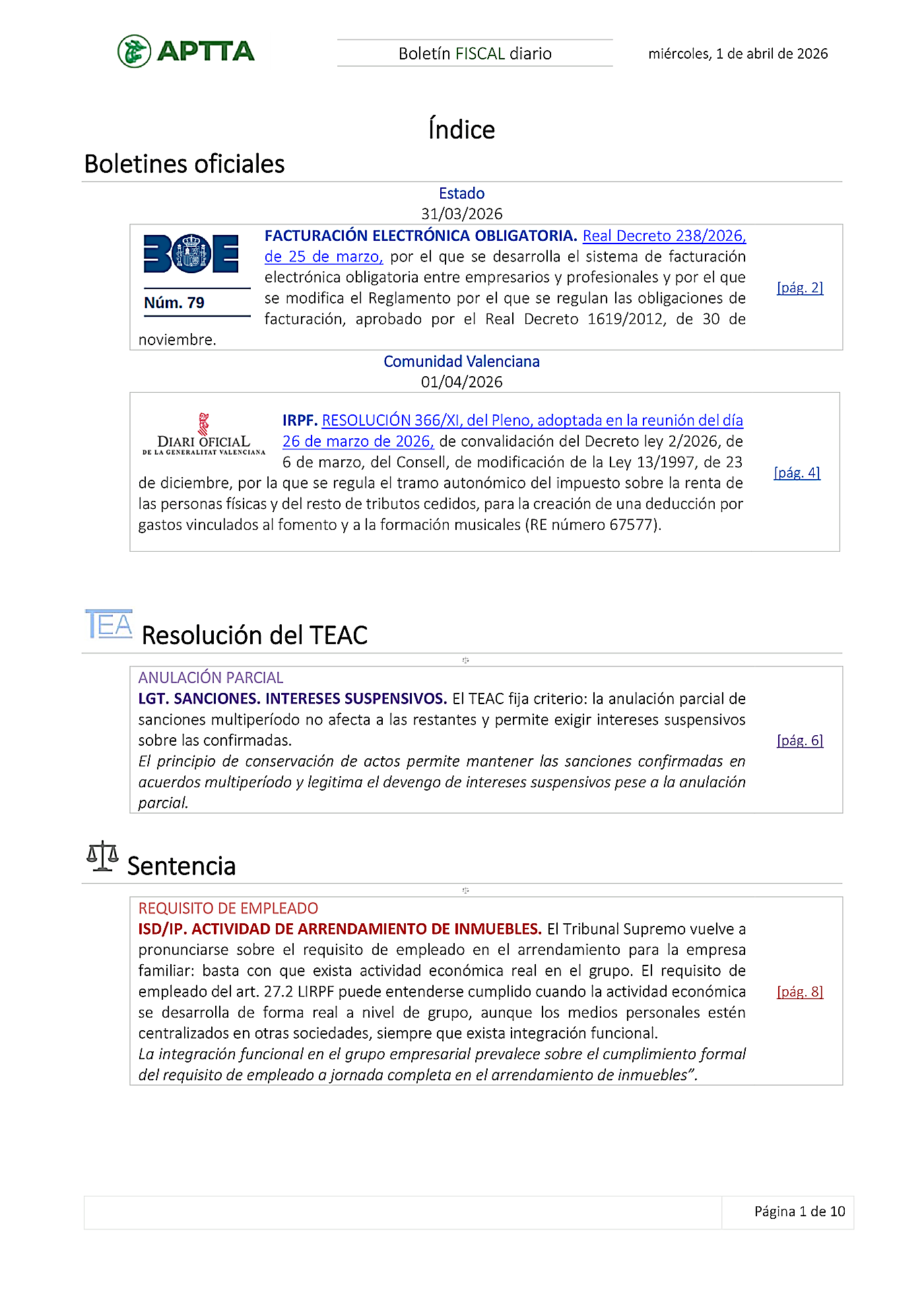 Boletín fiscal 01/04/2026