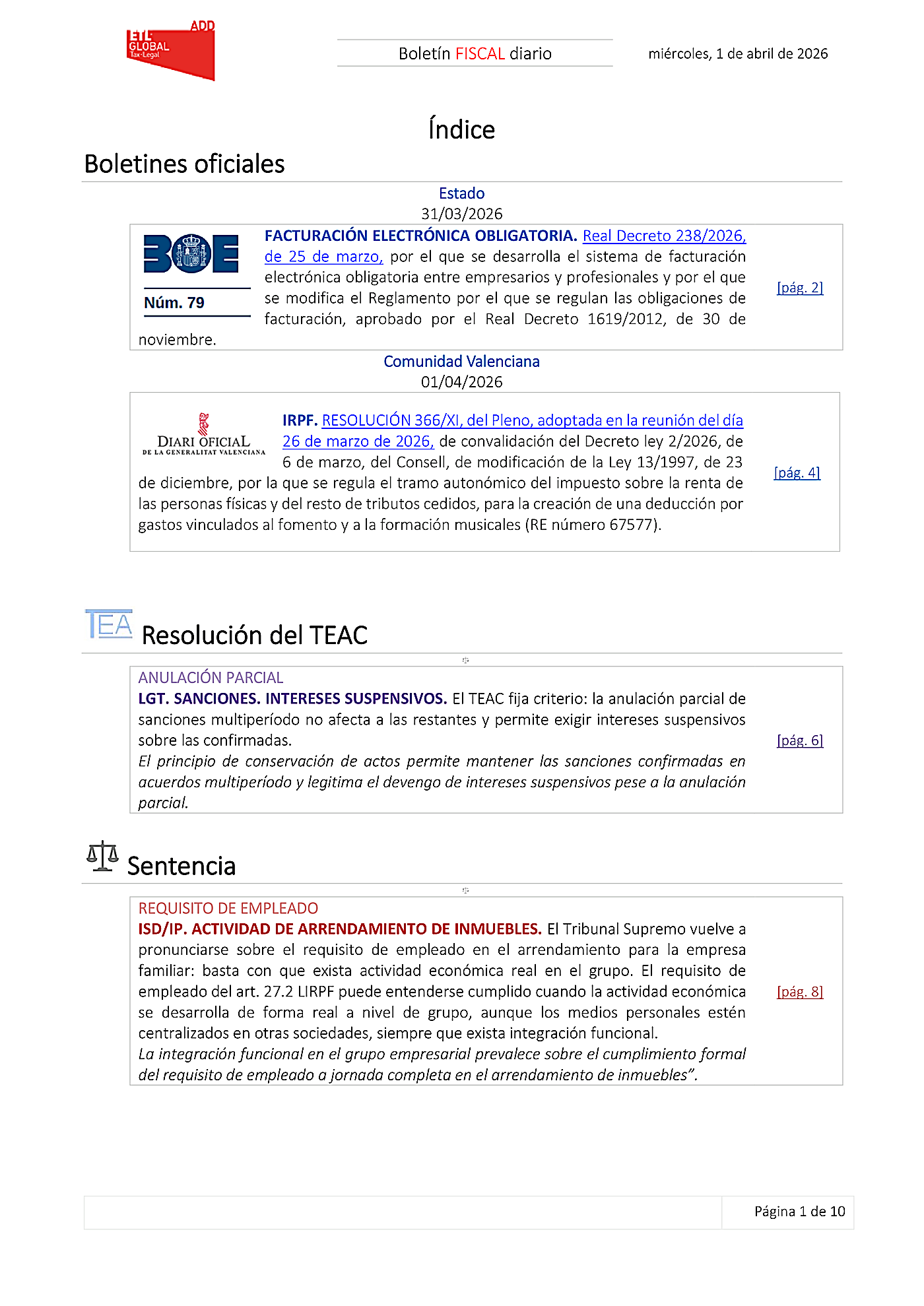 Boletín fiscal 01/04/2026