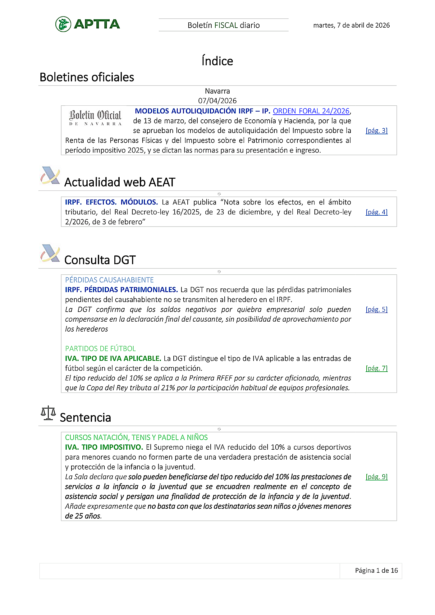 Boletín fiscal 07/04/2026