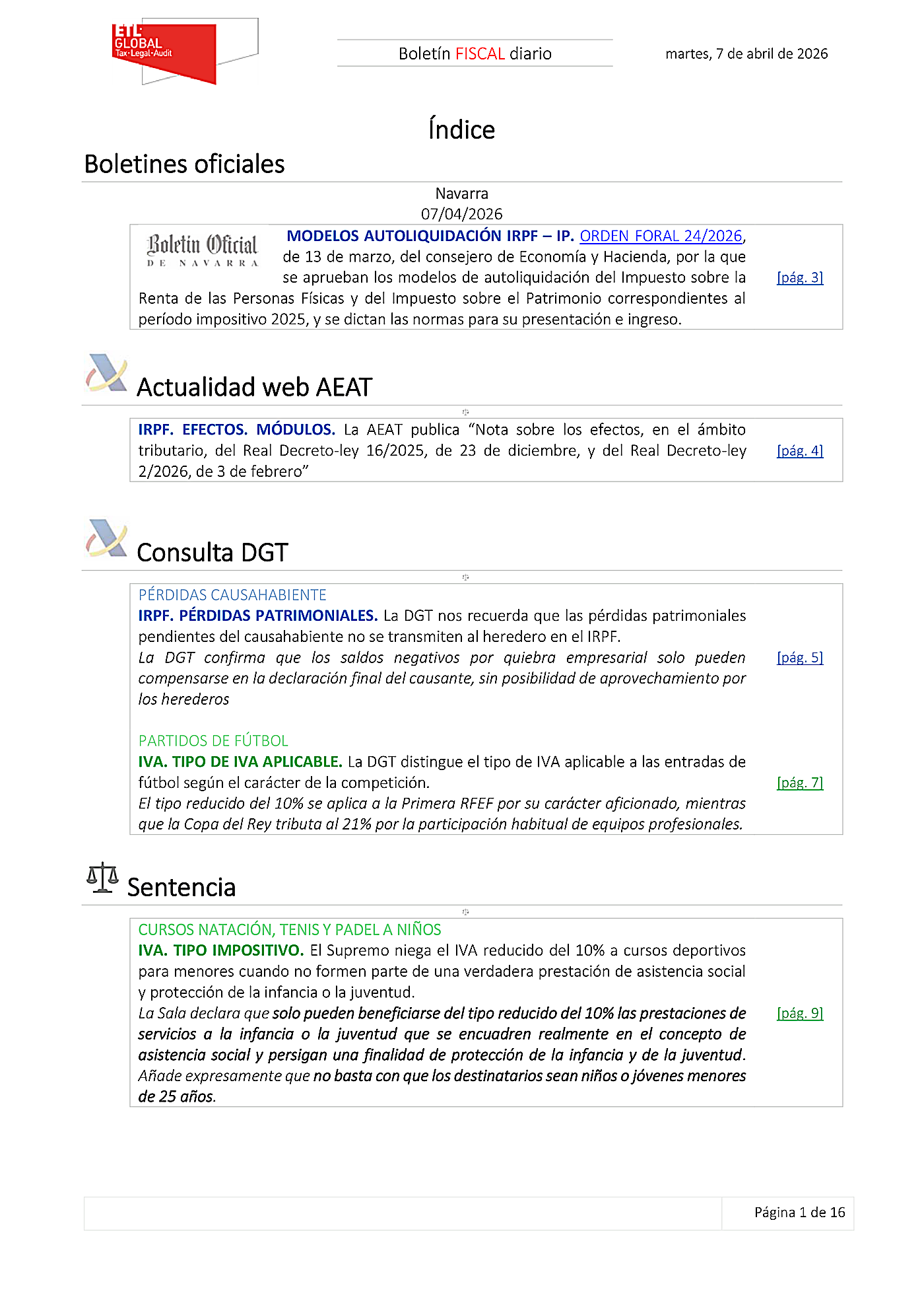 Boletín fiscal 07/04/2026