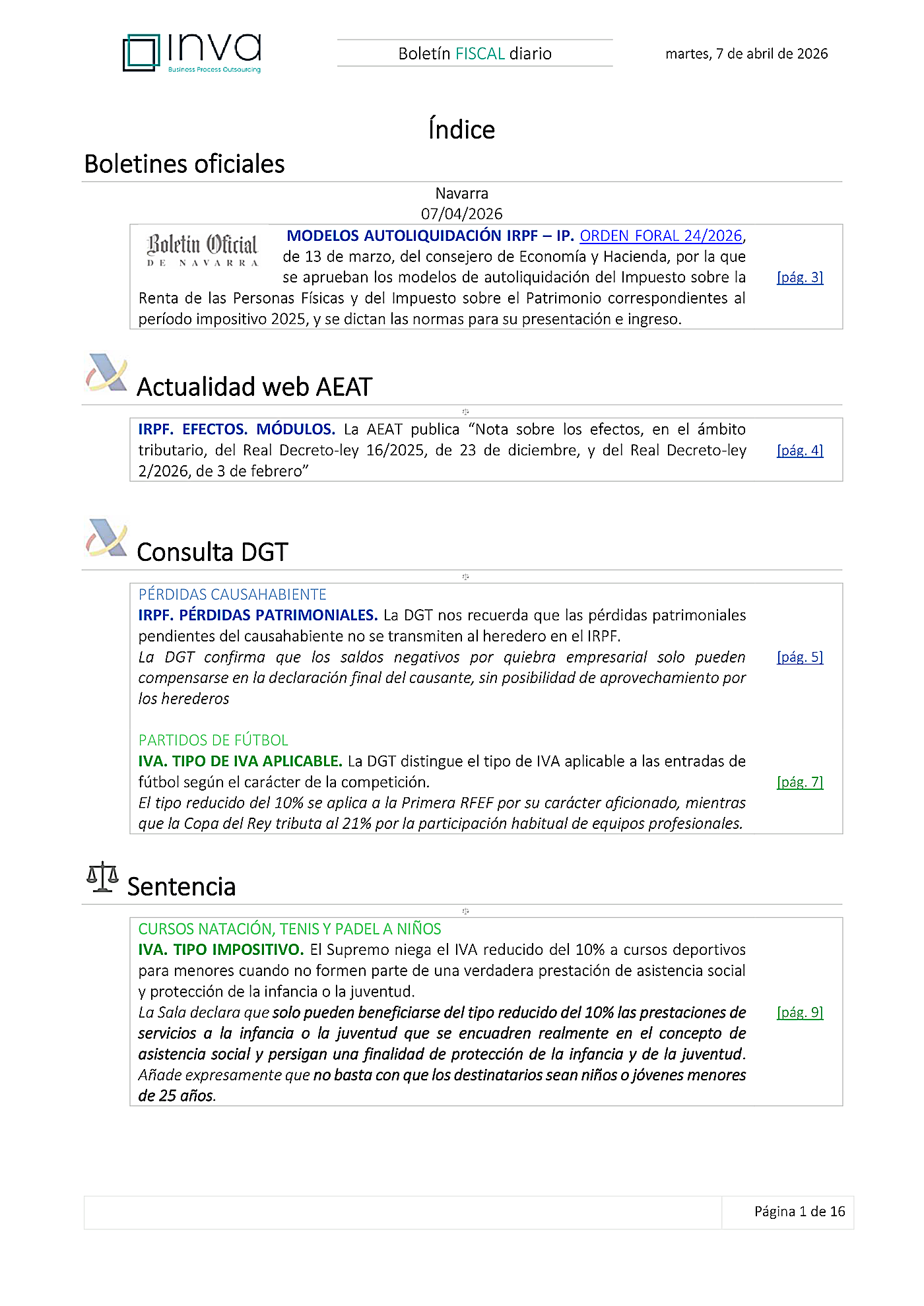 Boletín fiscal 07/04/2026