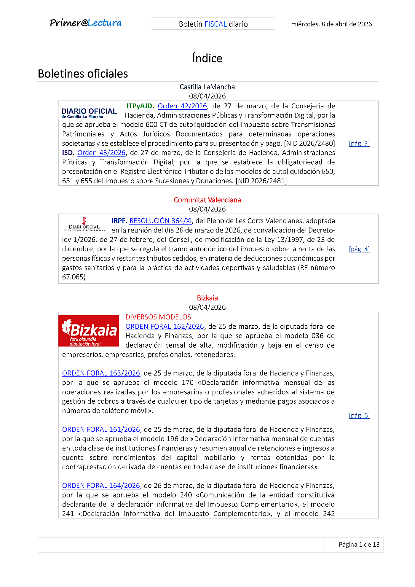 Boletín fiscal 08/04/2026