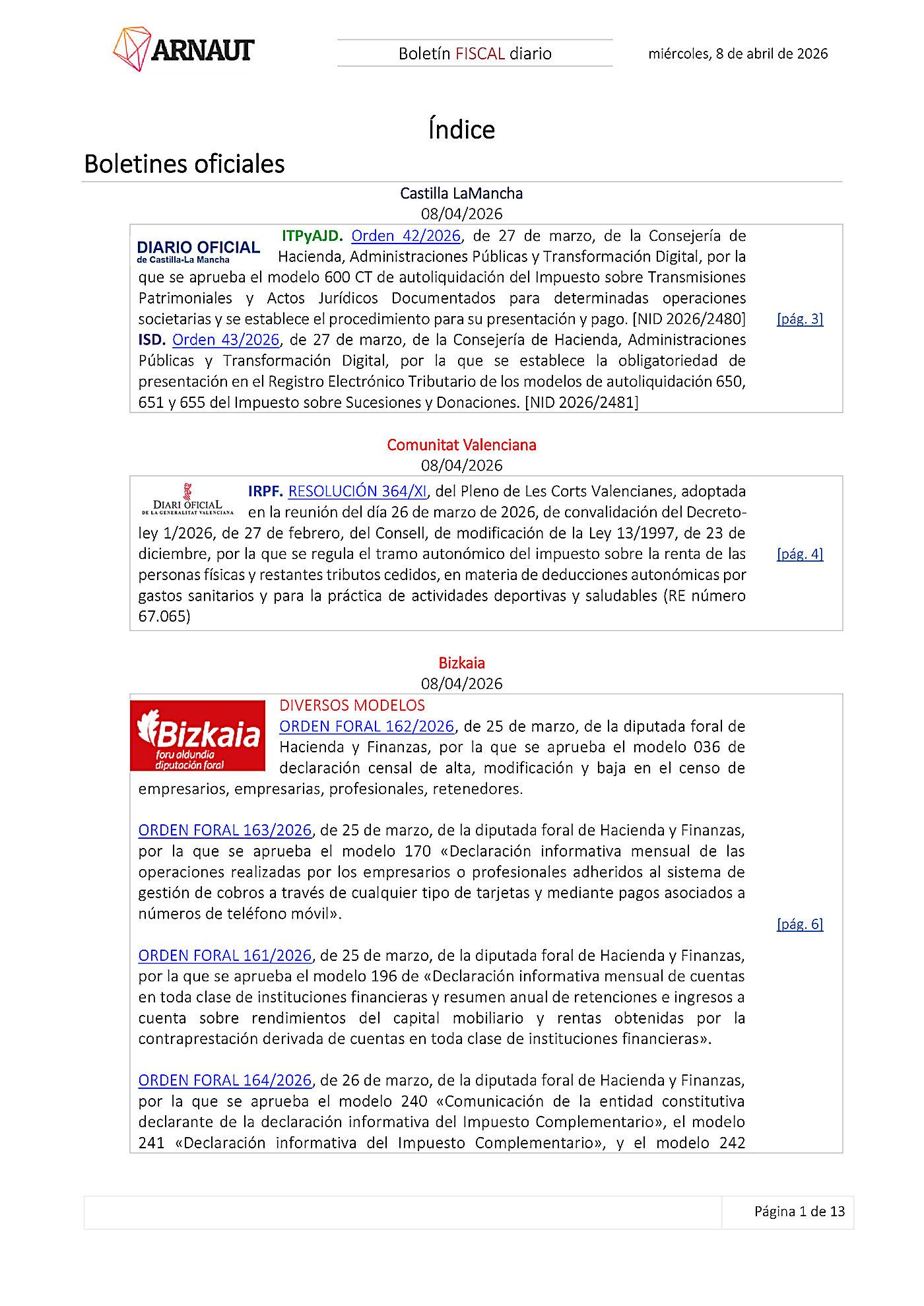 Boletín fiscal 08/04/2026