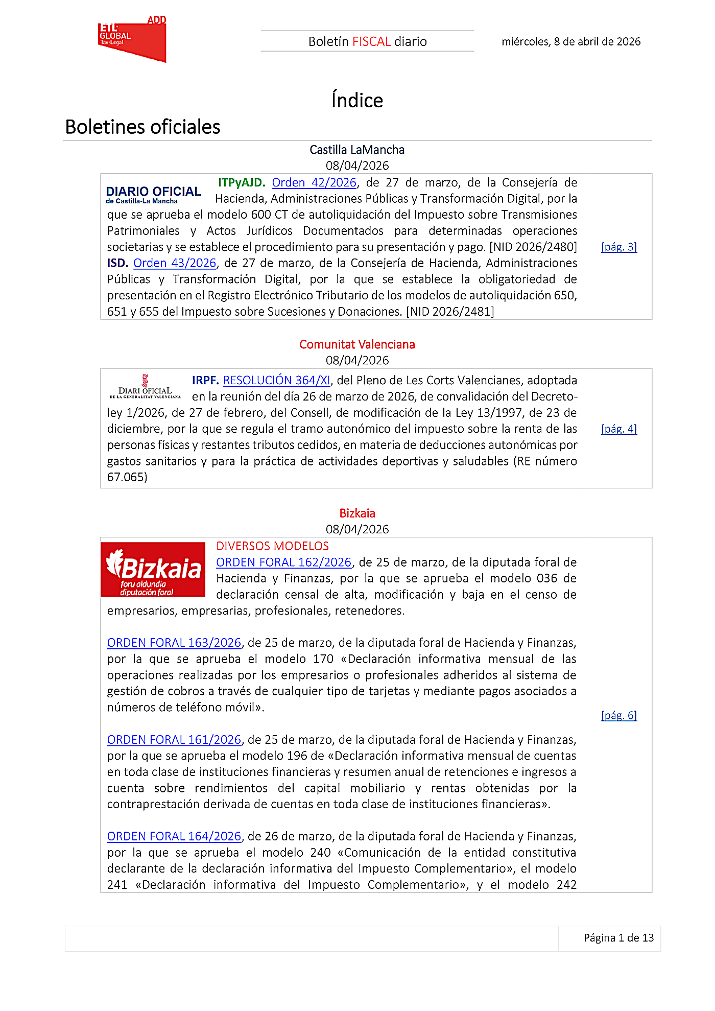 Boletín fiscal 08/04/2026