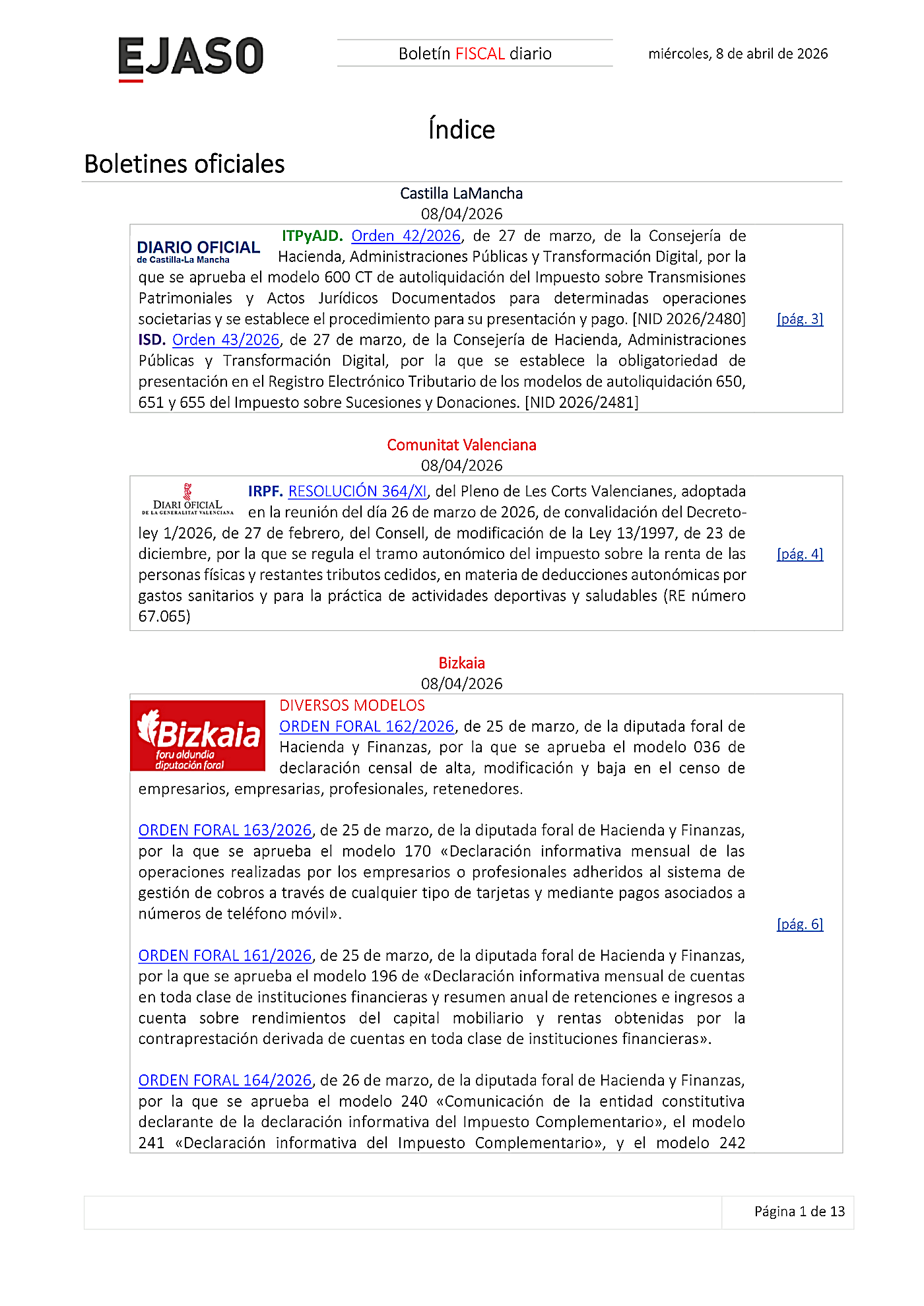 Boletín fiscal 08/04/2026