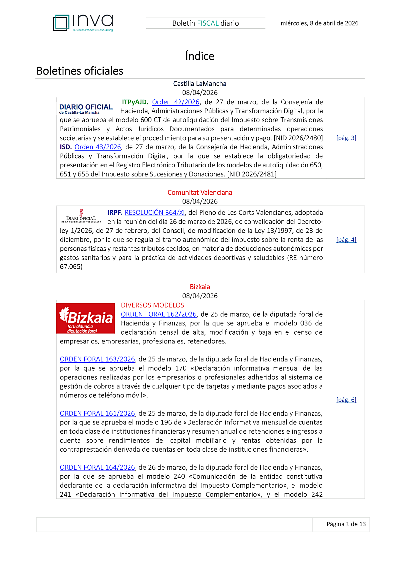 Boletín fiscal 08/04/2026