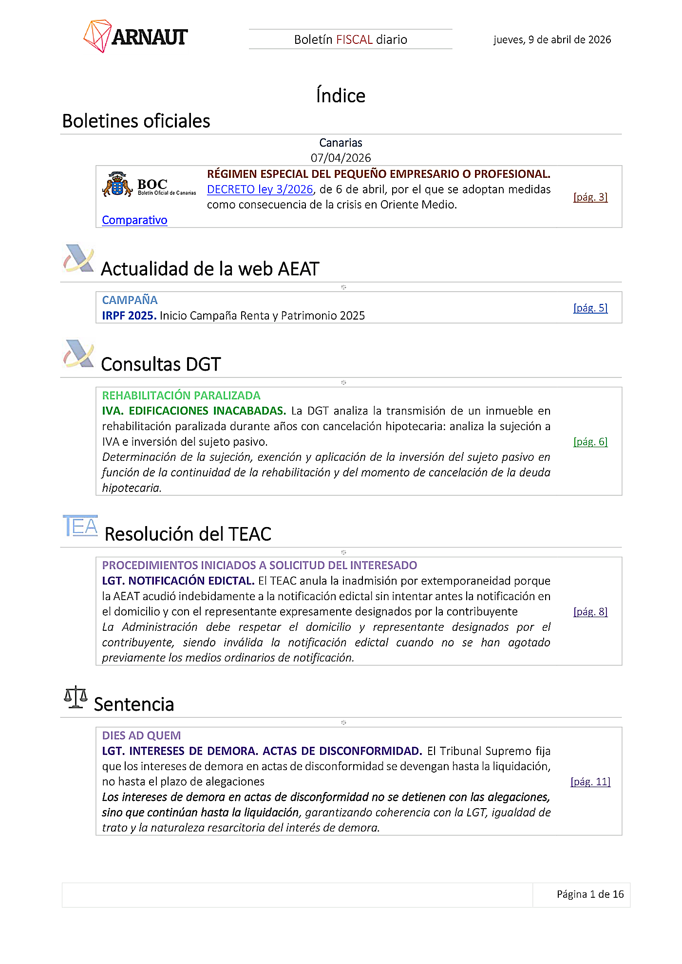 Boletín fiscal 09/04/2026