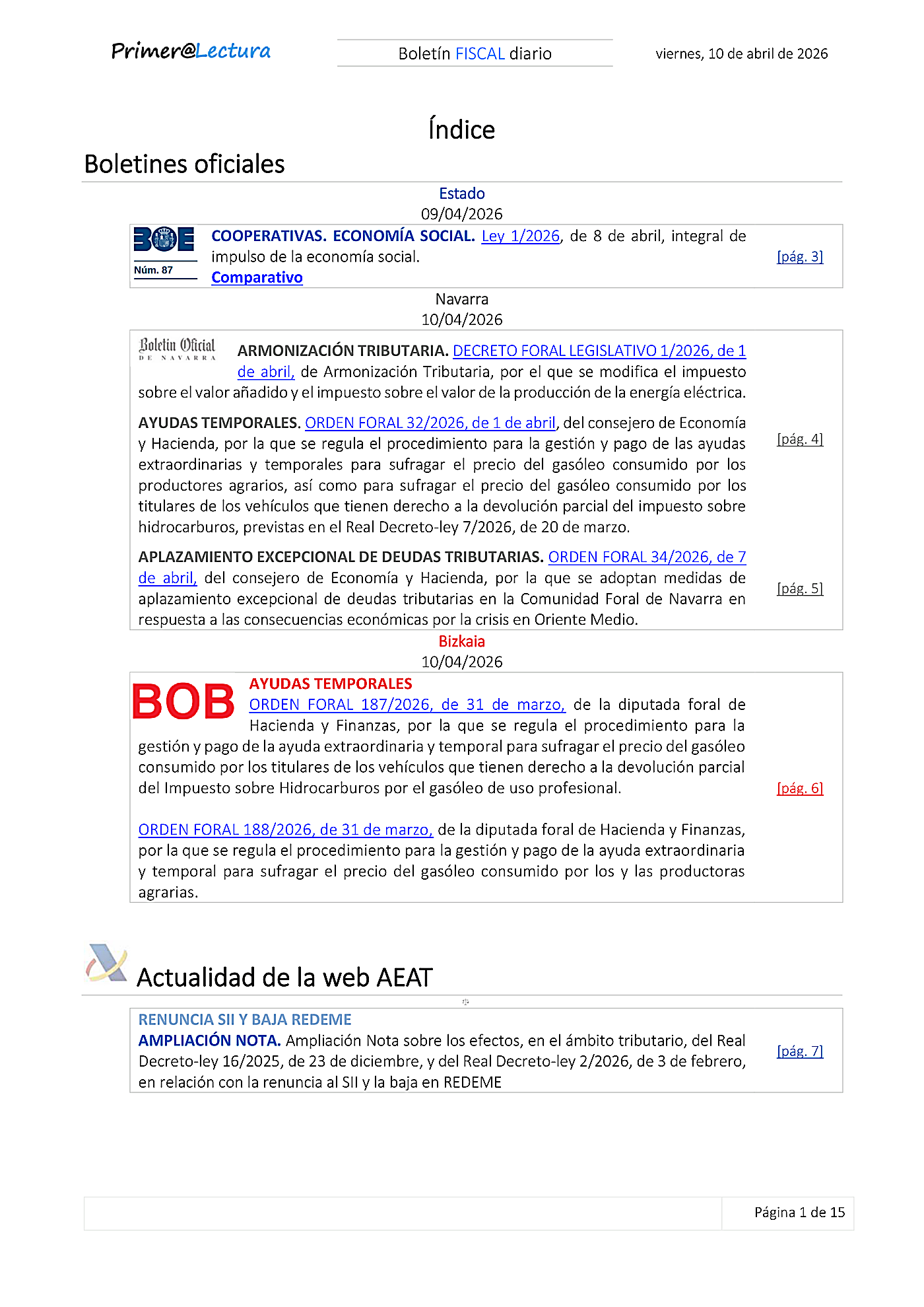 Boletín fiscal 10/04/2026