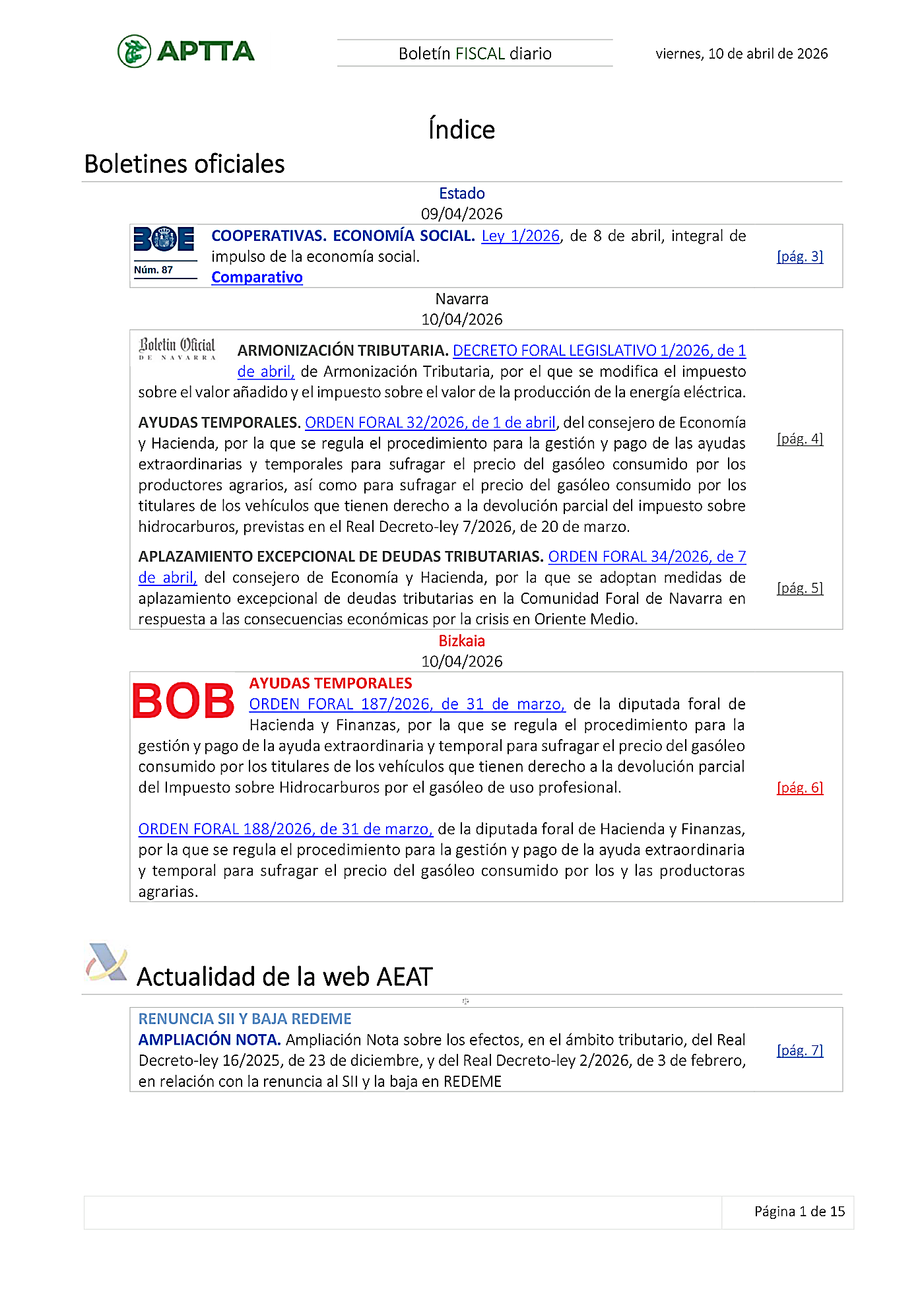Boletín fiscal 10/04/2026