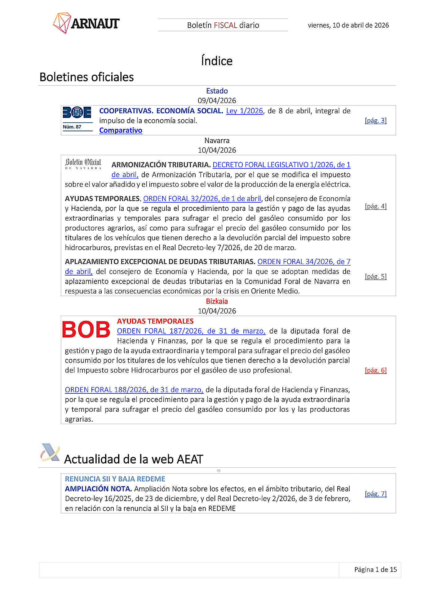 Boletín fiscal 10/04/2026