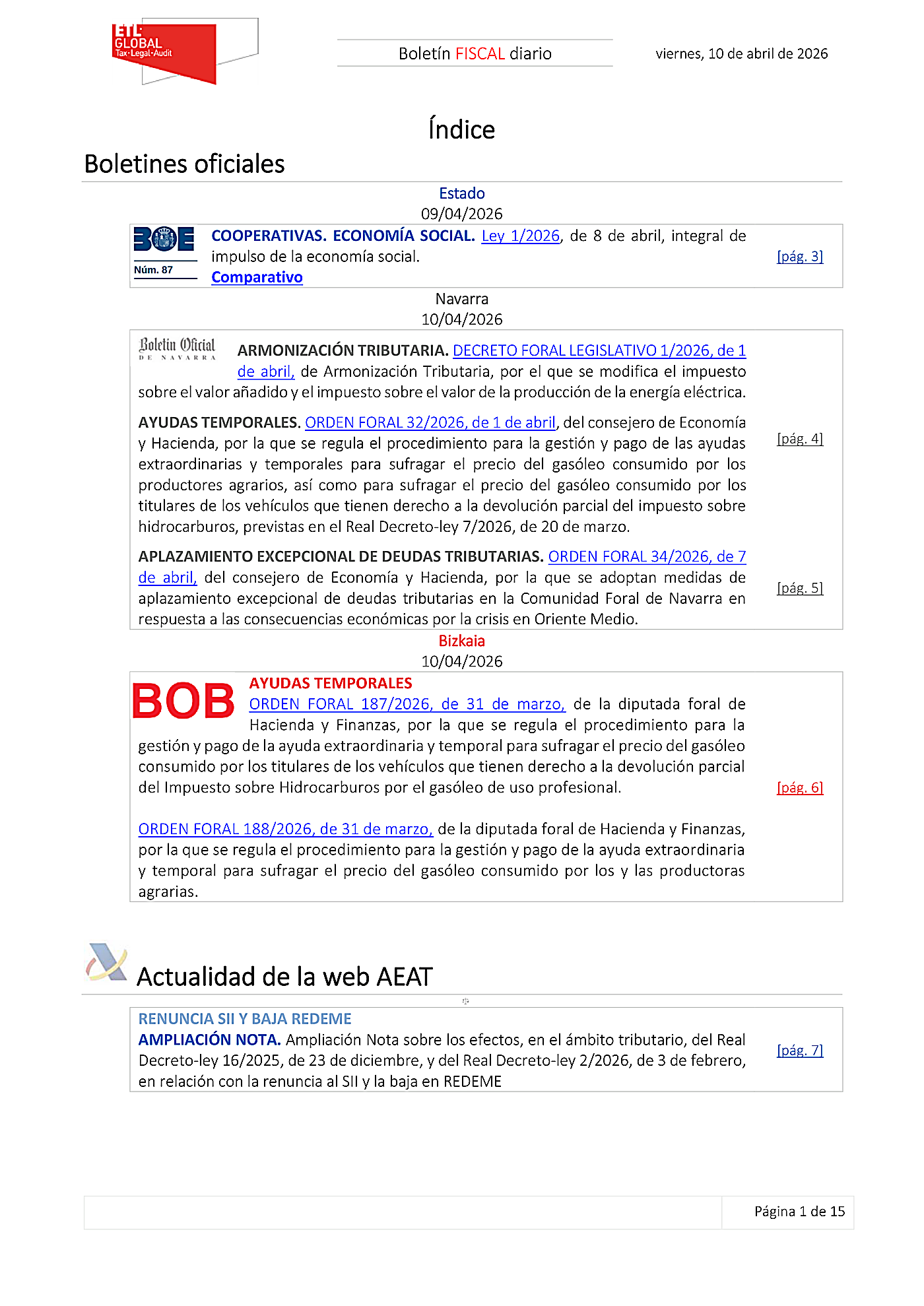 Boletín fiscal 10/04/2026