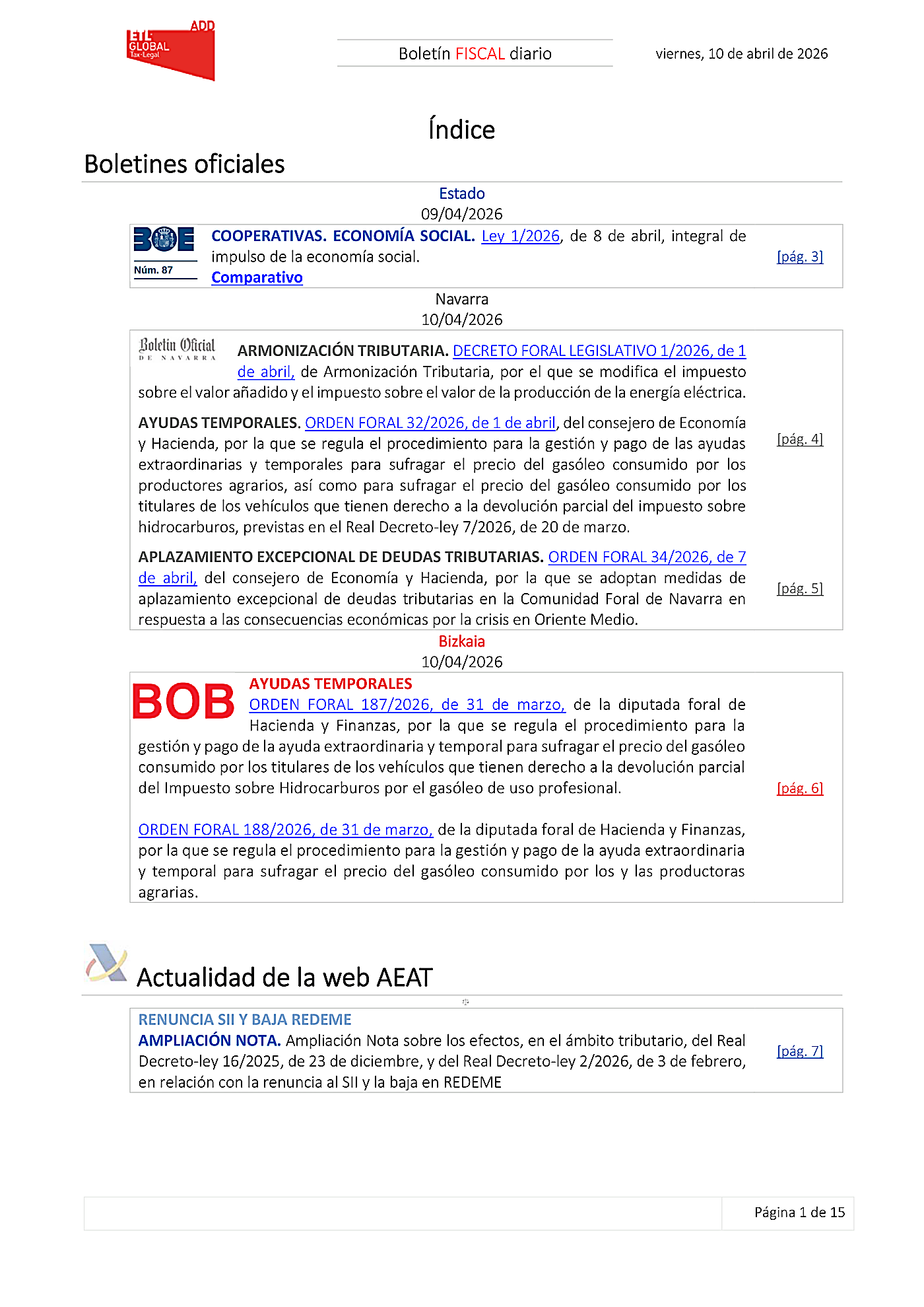 Boletín fiscal 10/04/2026