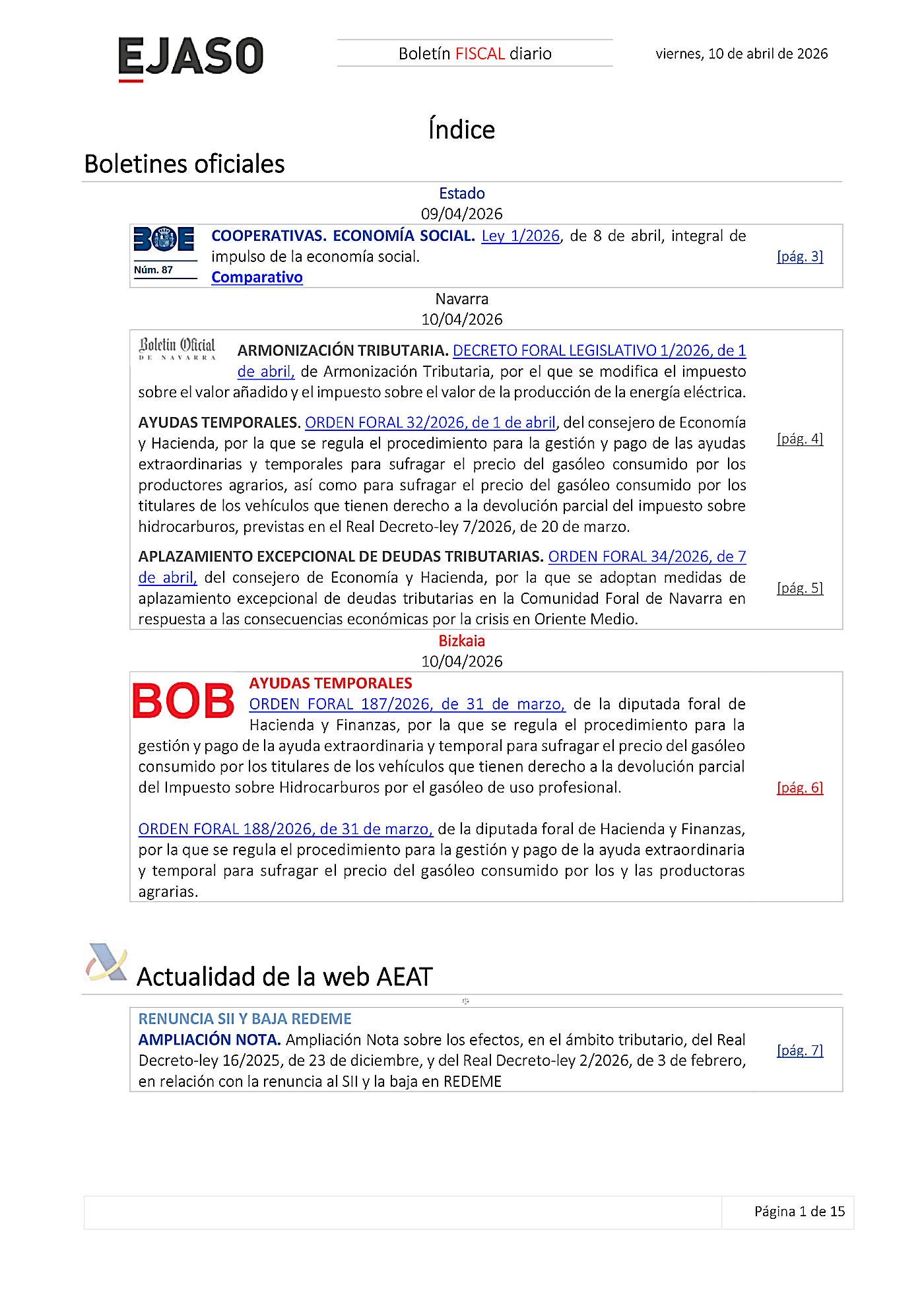 Boletín fiscal 10/04/2026