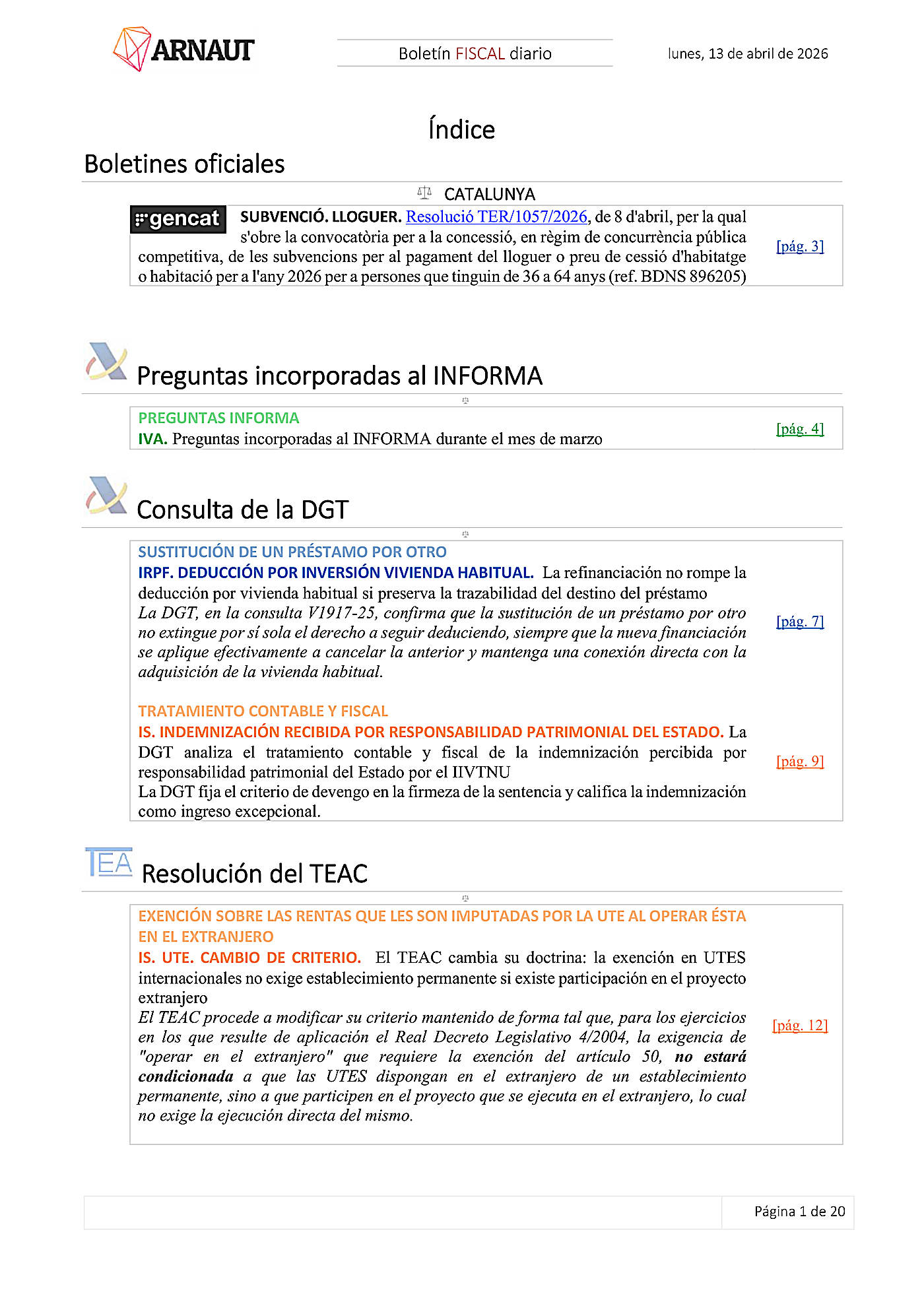Boletín fiscal 13/04/2026