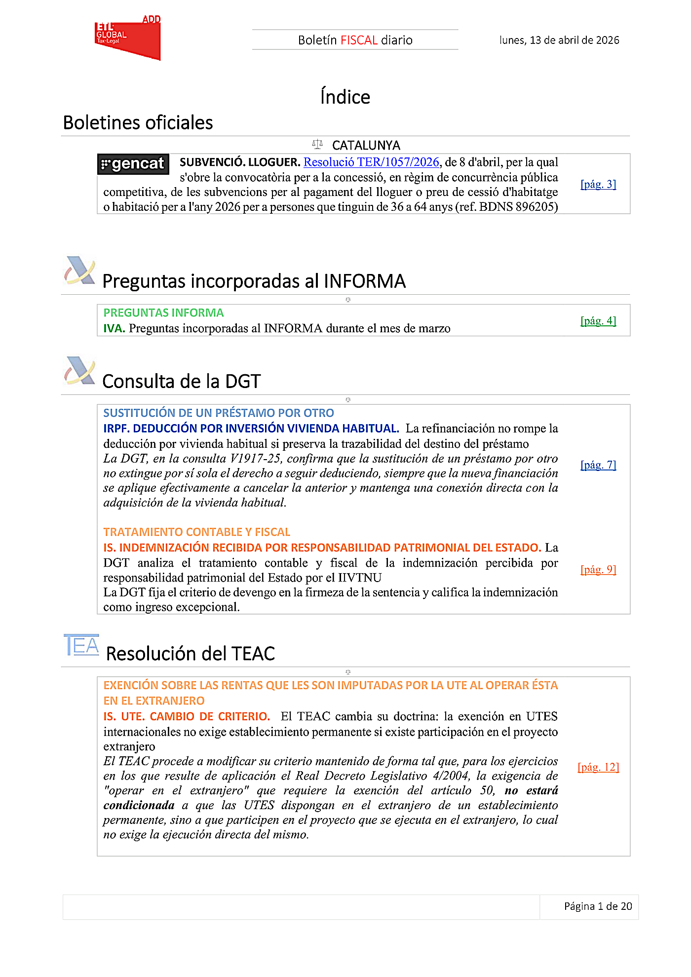 Boletín fiscal 13/04/2026