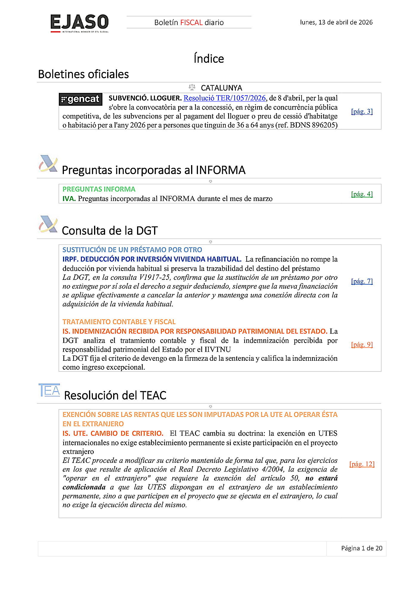 Boletín fiscal 13/04/2026