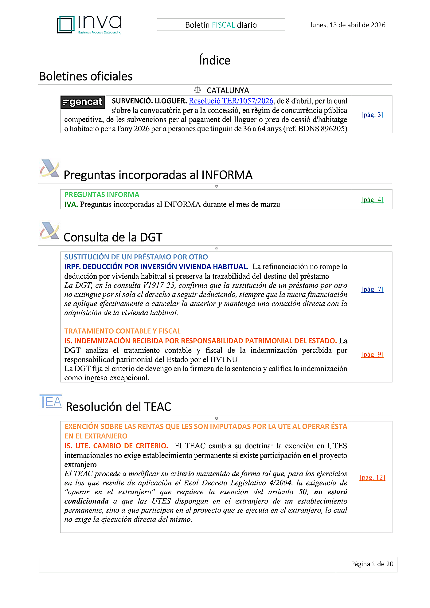 Boletín fiscal 13/04/2026