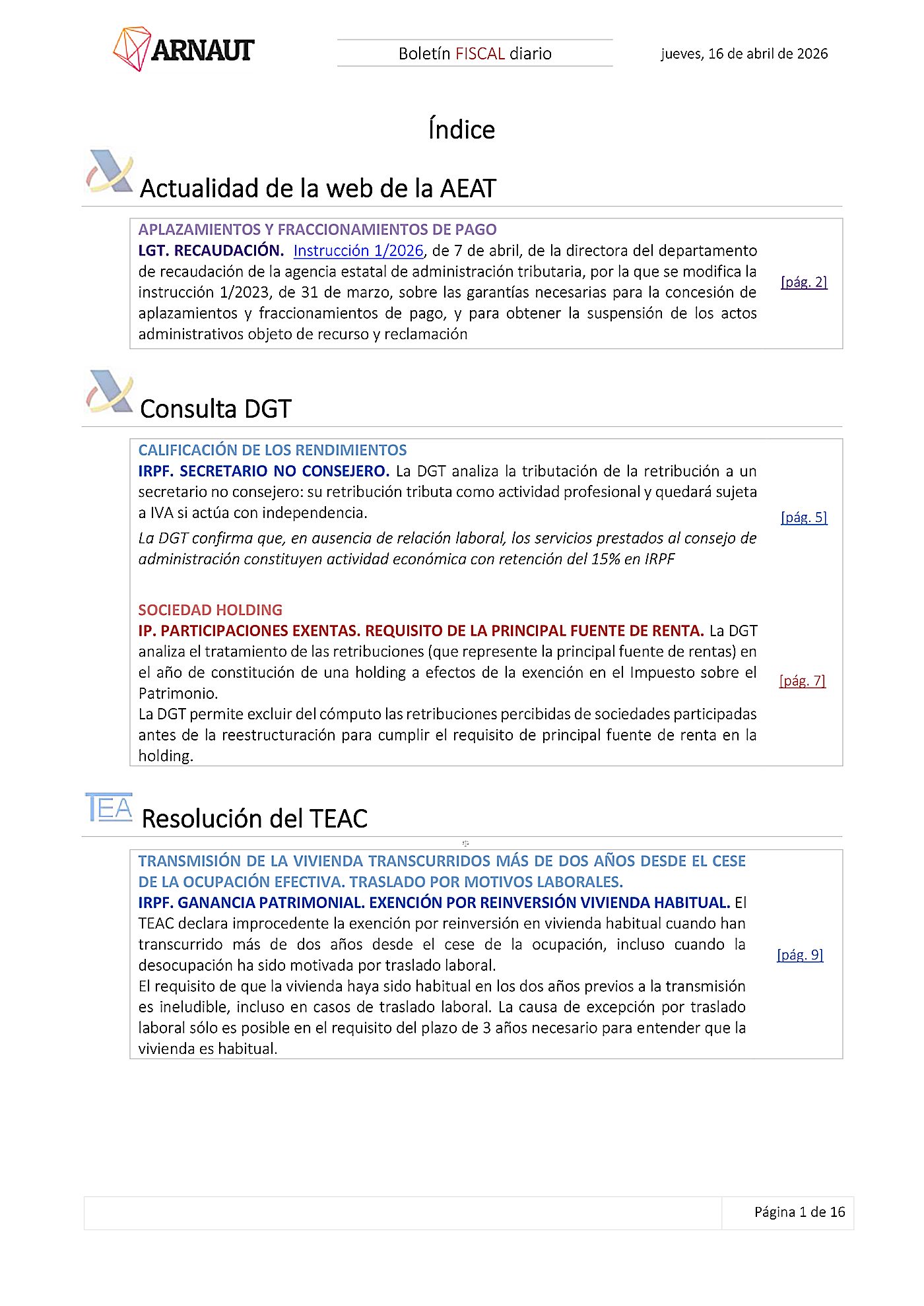 Boletín fiscal 16/04/2026