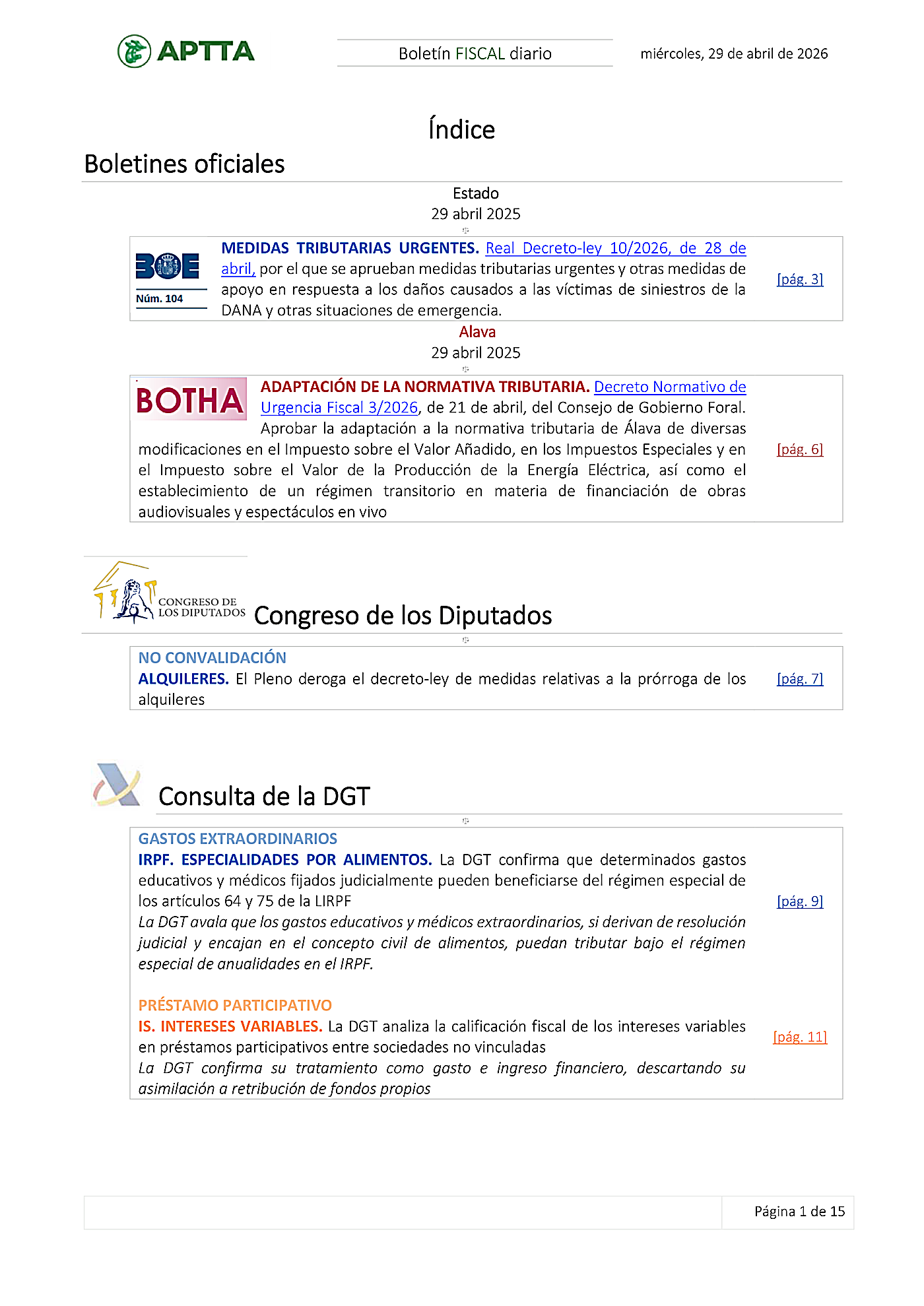 Boletín fiscal 29/04/2026