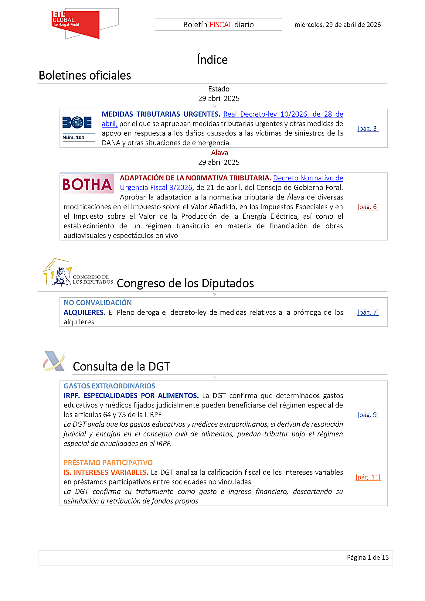 Boletín fiscal 29/04/2026