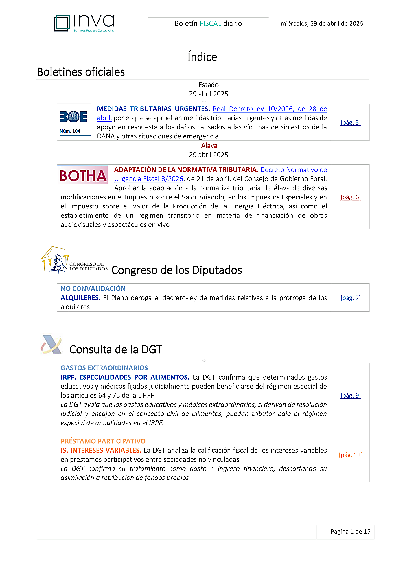 Boletín fiscal 29/04/2026