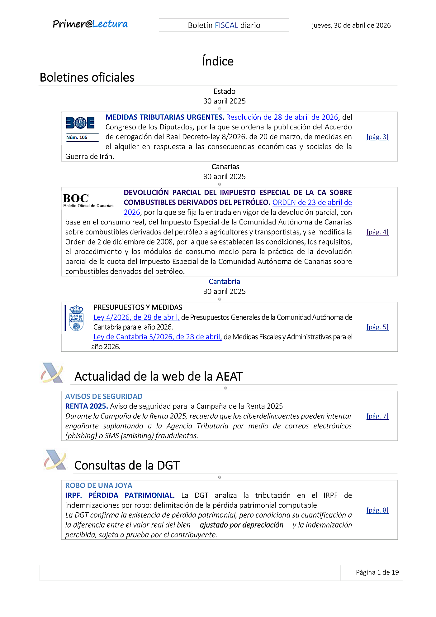 Boletín fiscal 30/04/2026
