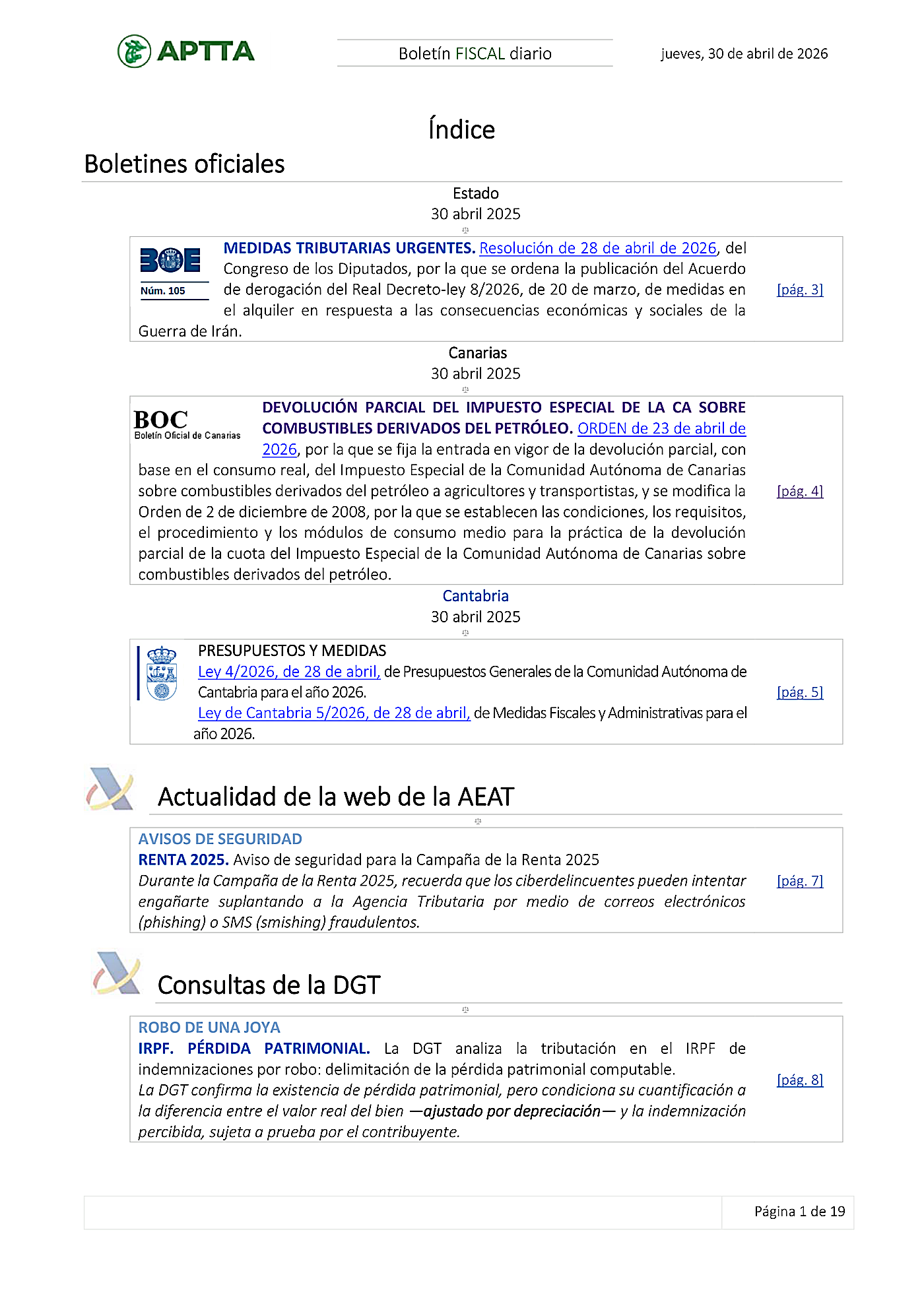 Boletín fiscal 30/04/2026