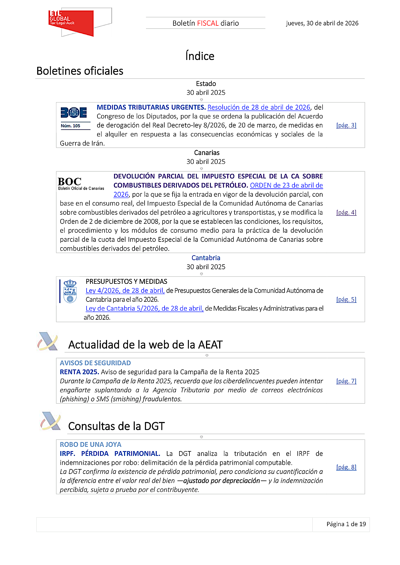 Boletín fiscal 30/04/2026