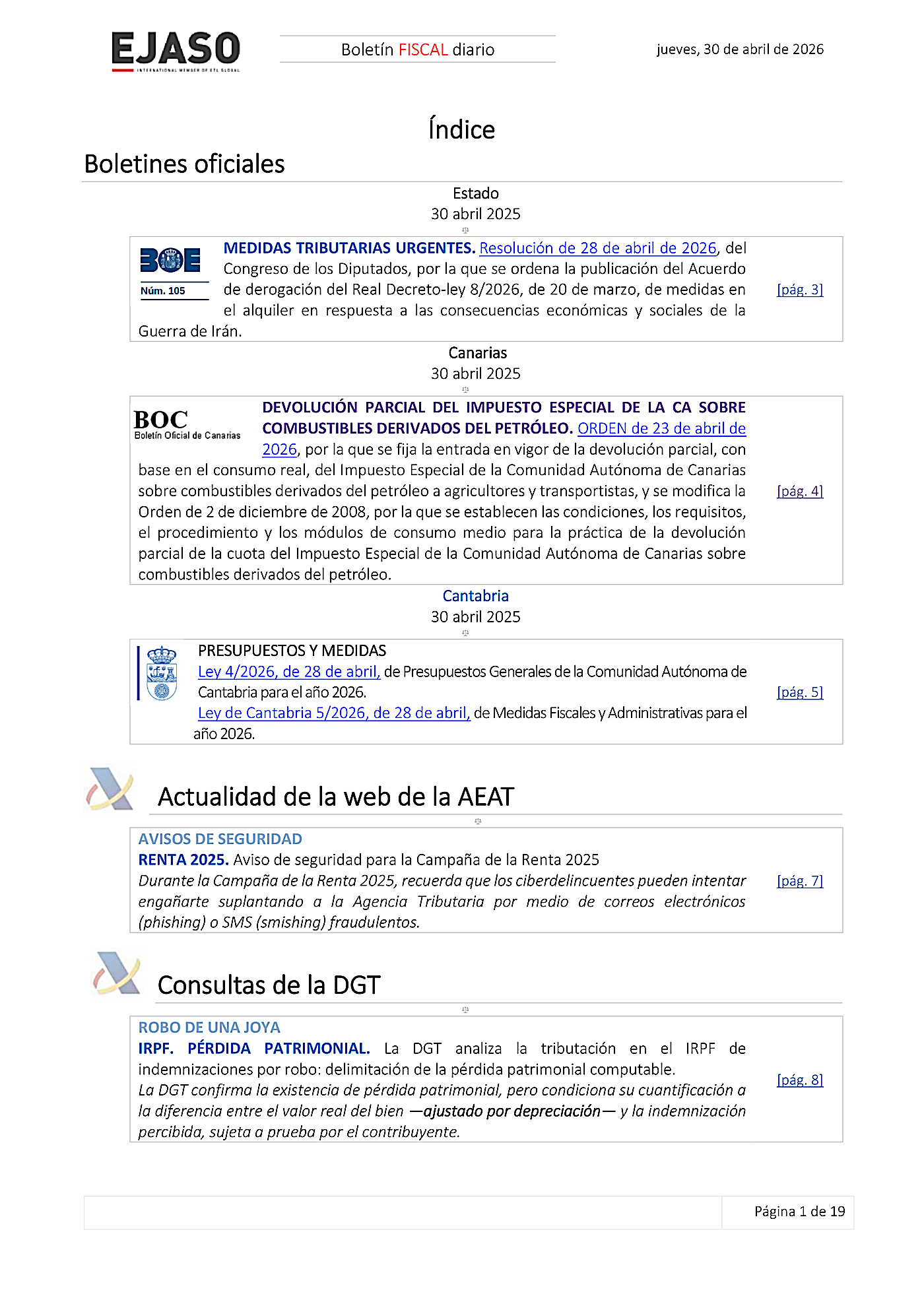 Boletín fiscal 30/04/2026