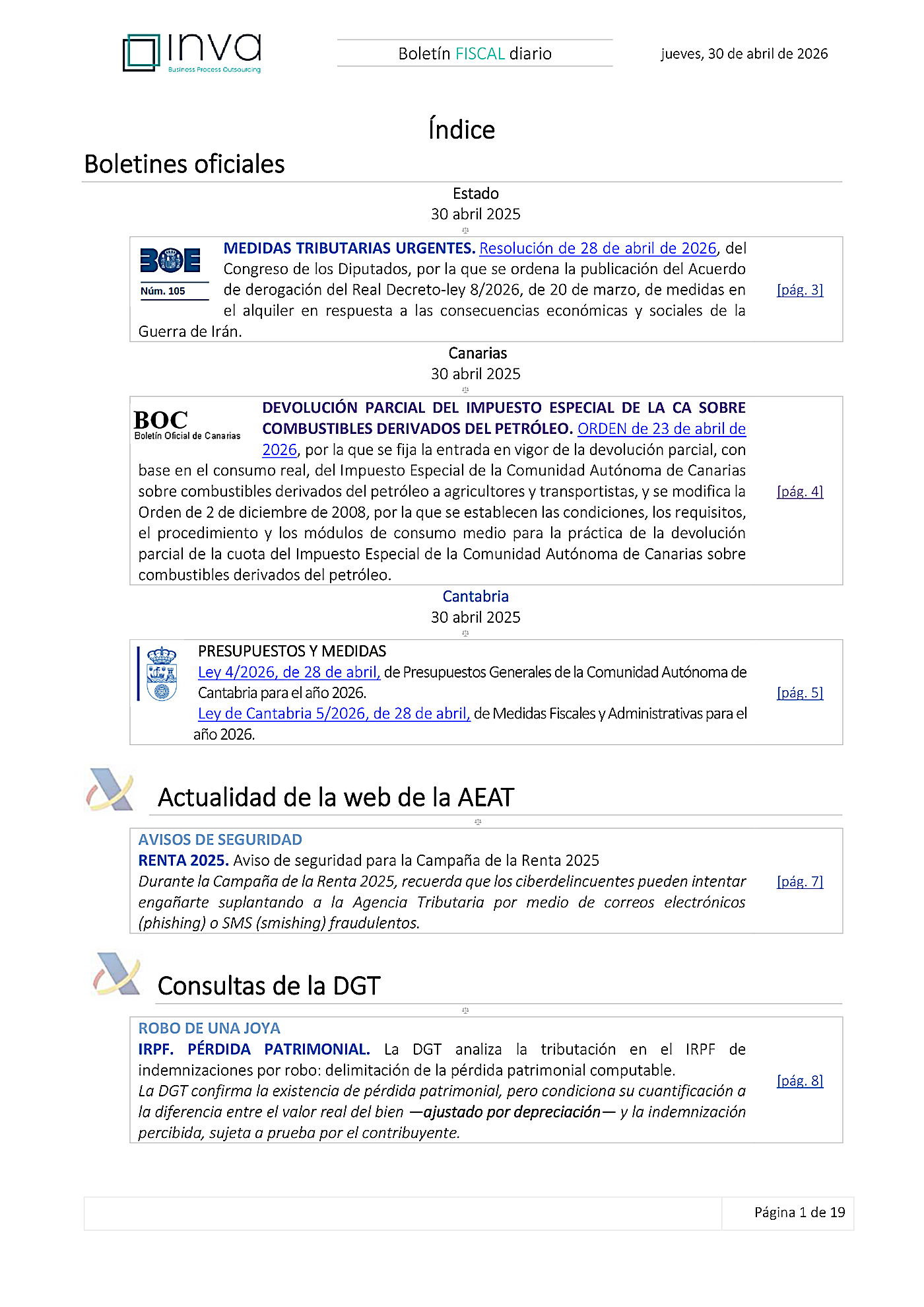 Boletín fiscal 30/04/2026