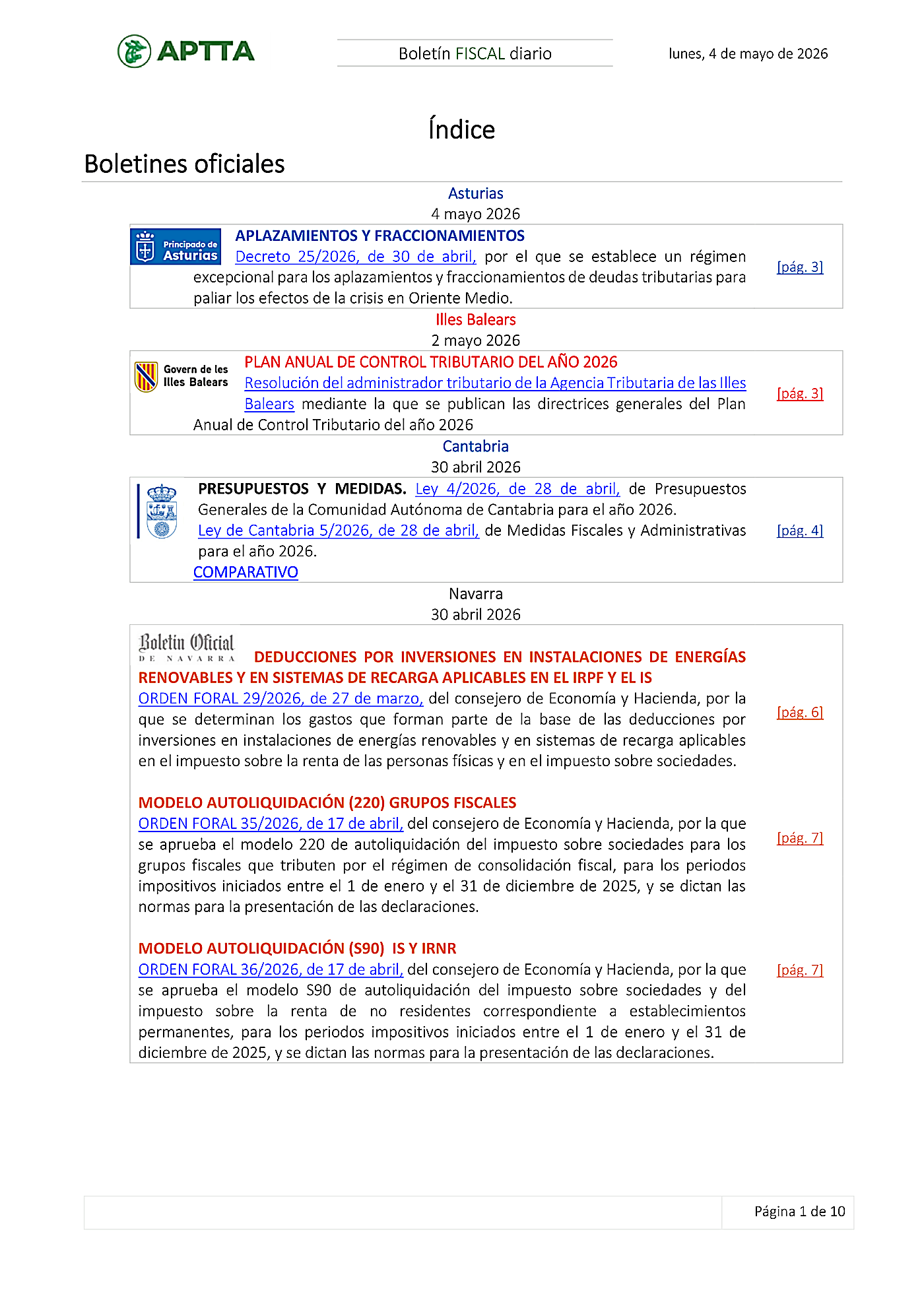 Boletín fiscal 04/05/2026